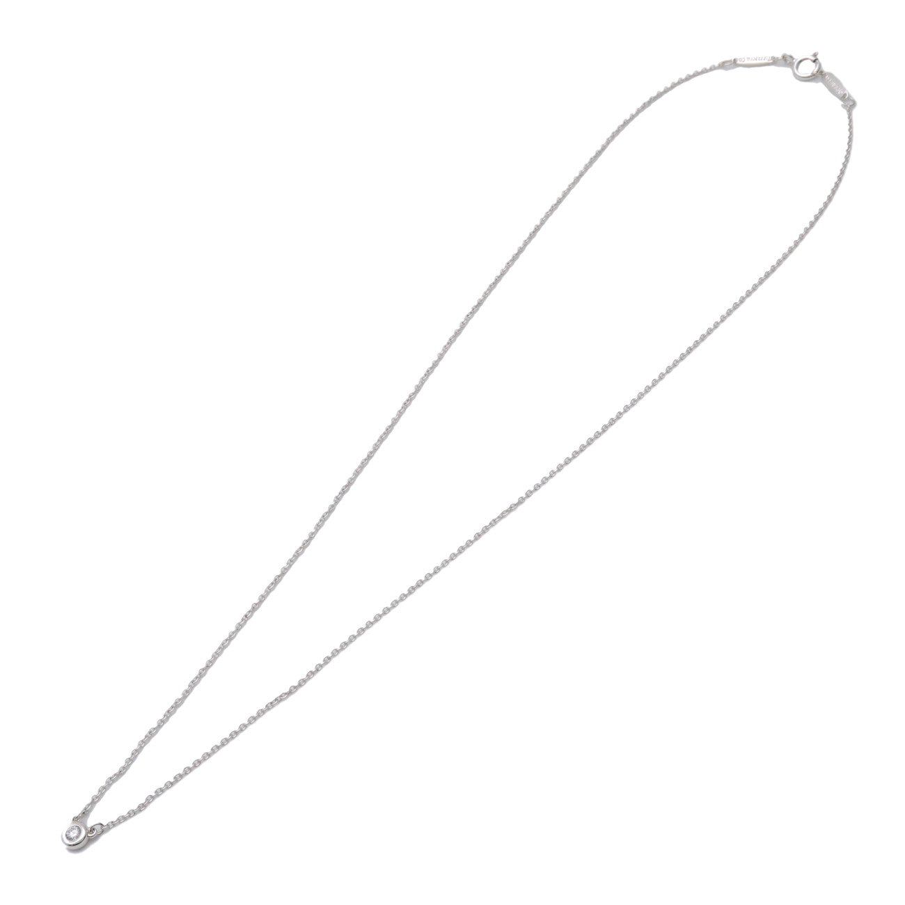 Tiffany & Co By The Yard 1P Diamond Necklace SV925 Silver
