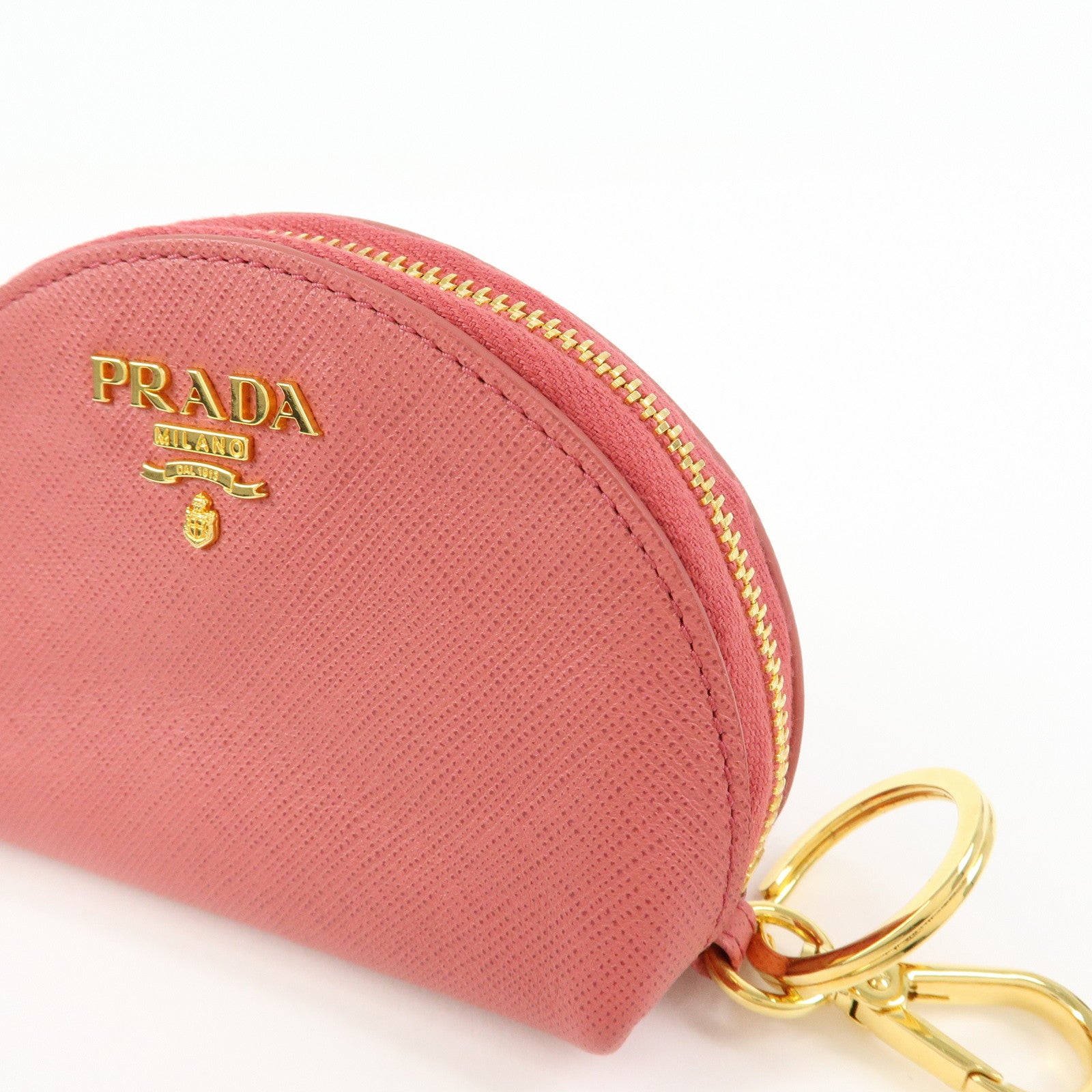PRADA Saffiano Leather Bag Charm Accessory Pouch Pink 1M1218
