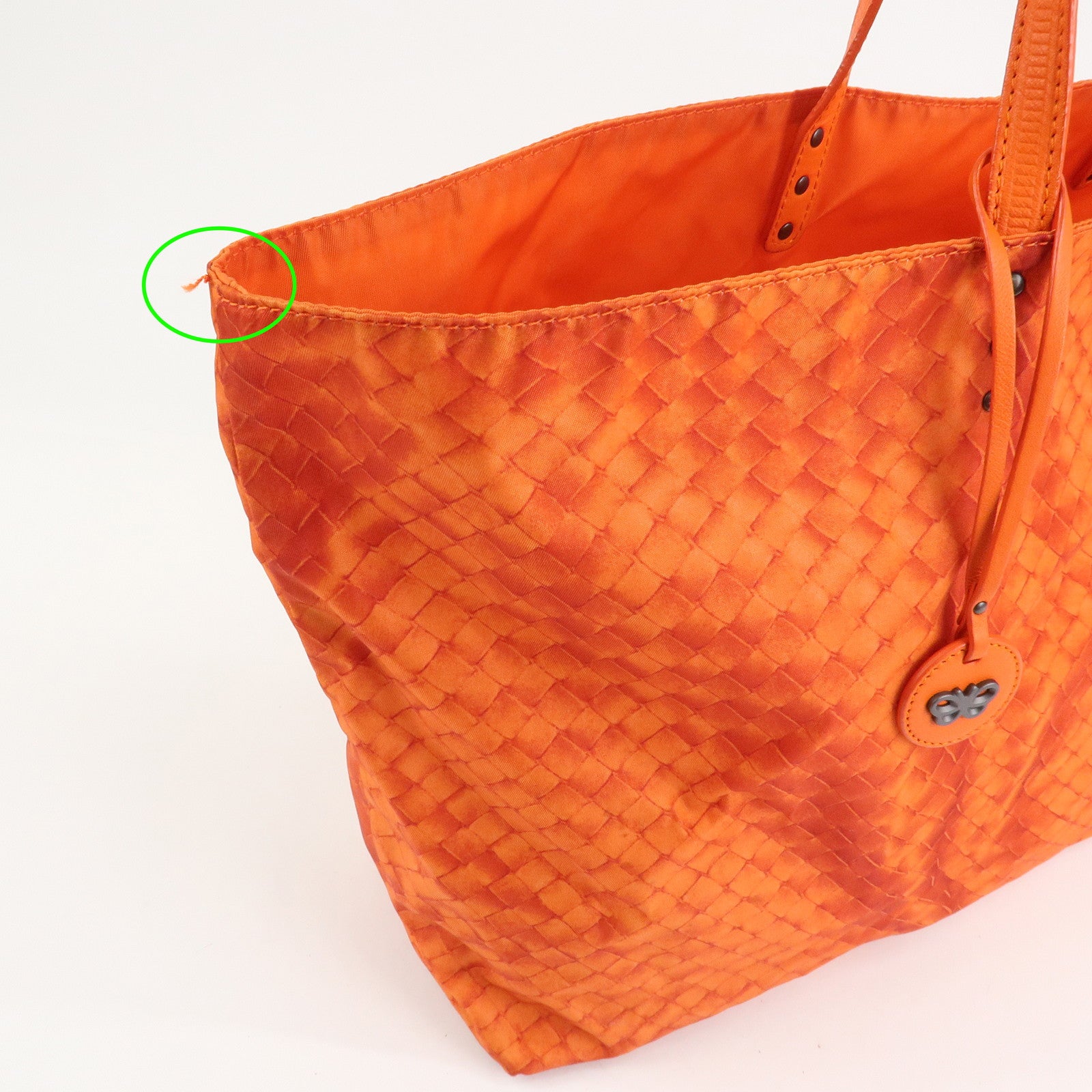 BOTTEGA VENETA Intrecciato Lujon Nylon Leather Tote Bag Orange Used
