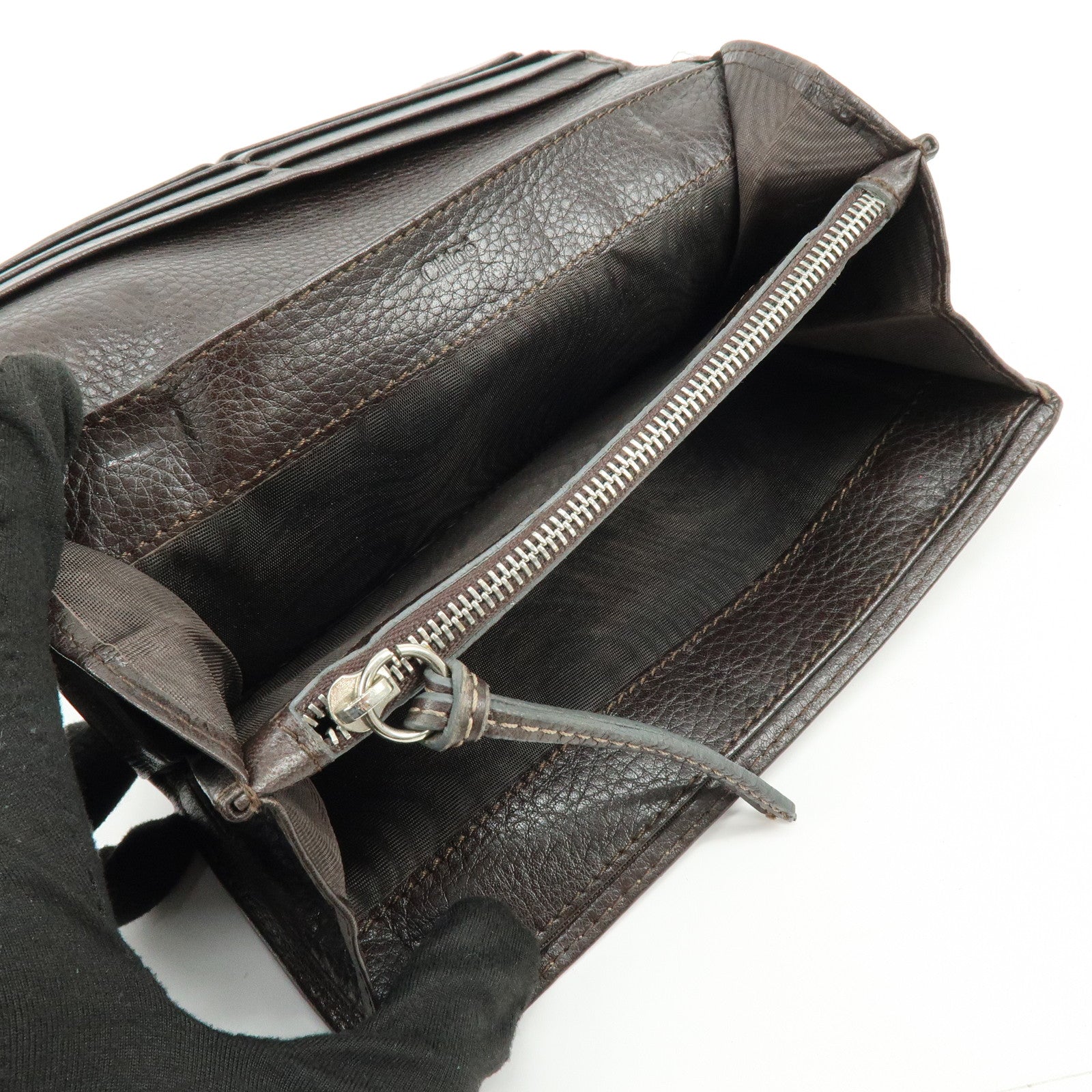 Chloe Paddington Leather Long Flap Wallet Dark Brown