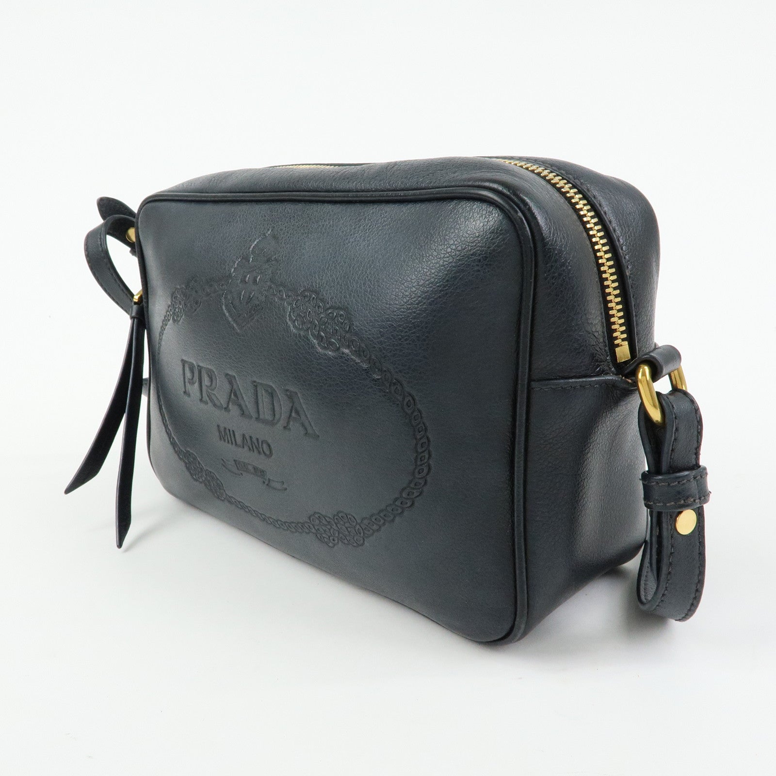 PRADA Triangle Logo Calf Leather Shoulder Bag Crossbody Bag 1BH089