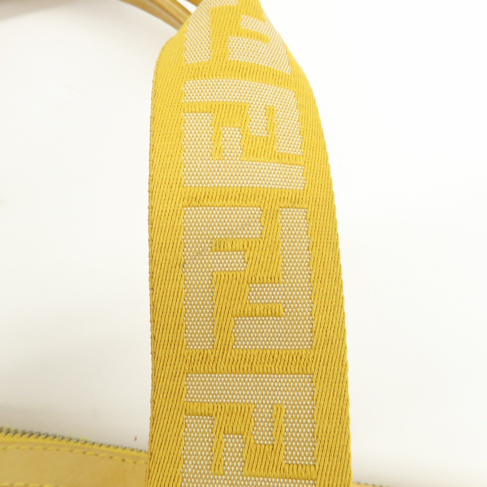 FENDI Zucca Canvas Leather Tote Bag Hand Bag Yellow Beige 8BN141MZH