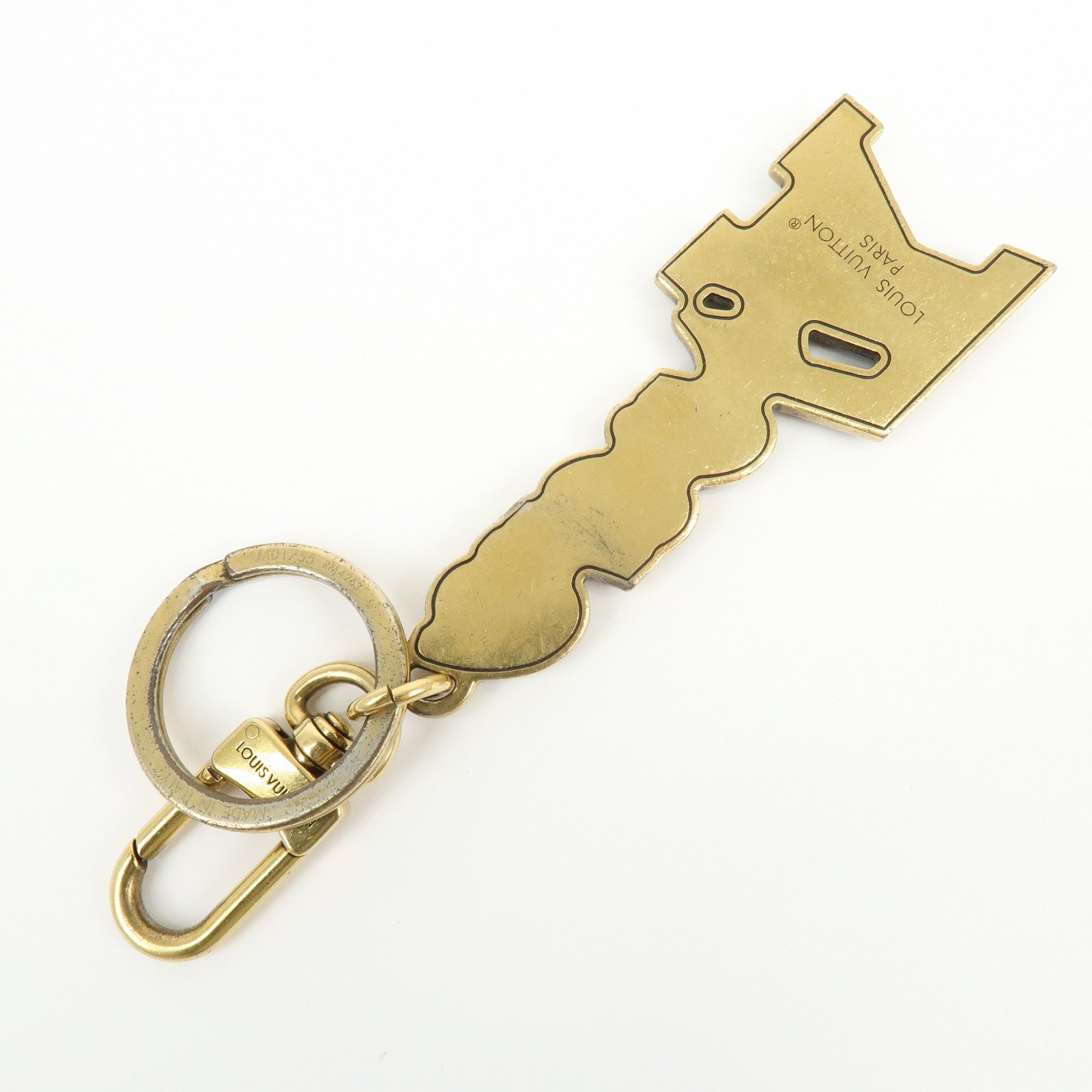 Louis Vuitton LV Lovers Studs Metal Bag Charm Key Chain Gold M01755