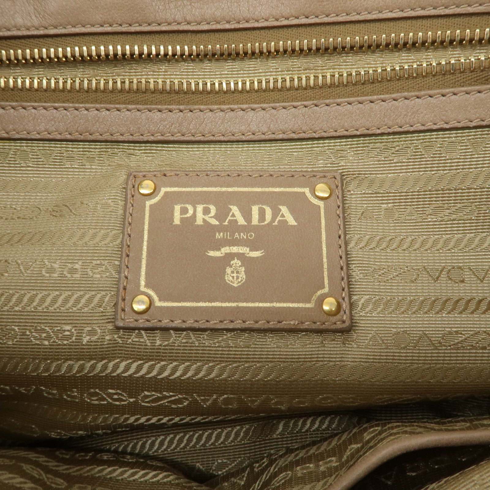 PRADA Logo Nylon Leather 2Way Shoulder Bag Hand Bag Beige BN1407