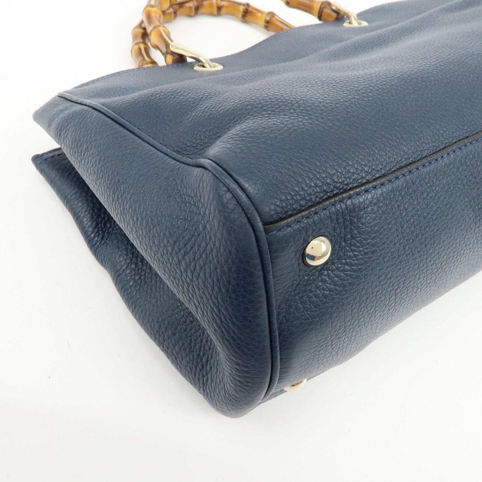 GUCCI Bamboo Shopper Medium 2Way Bag Shoulder Bag Navy 323660