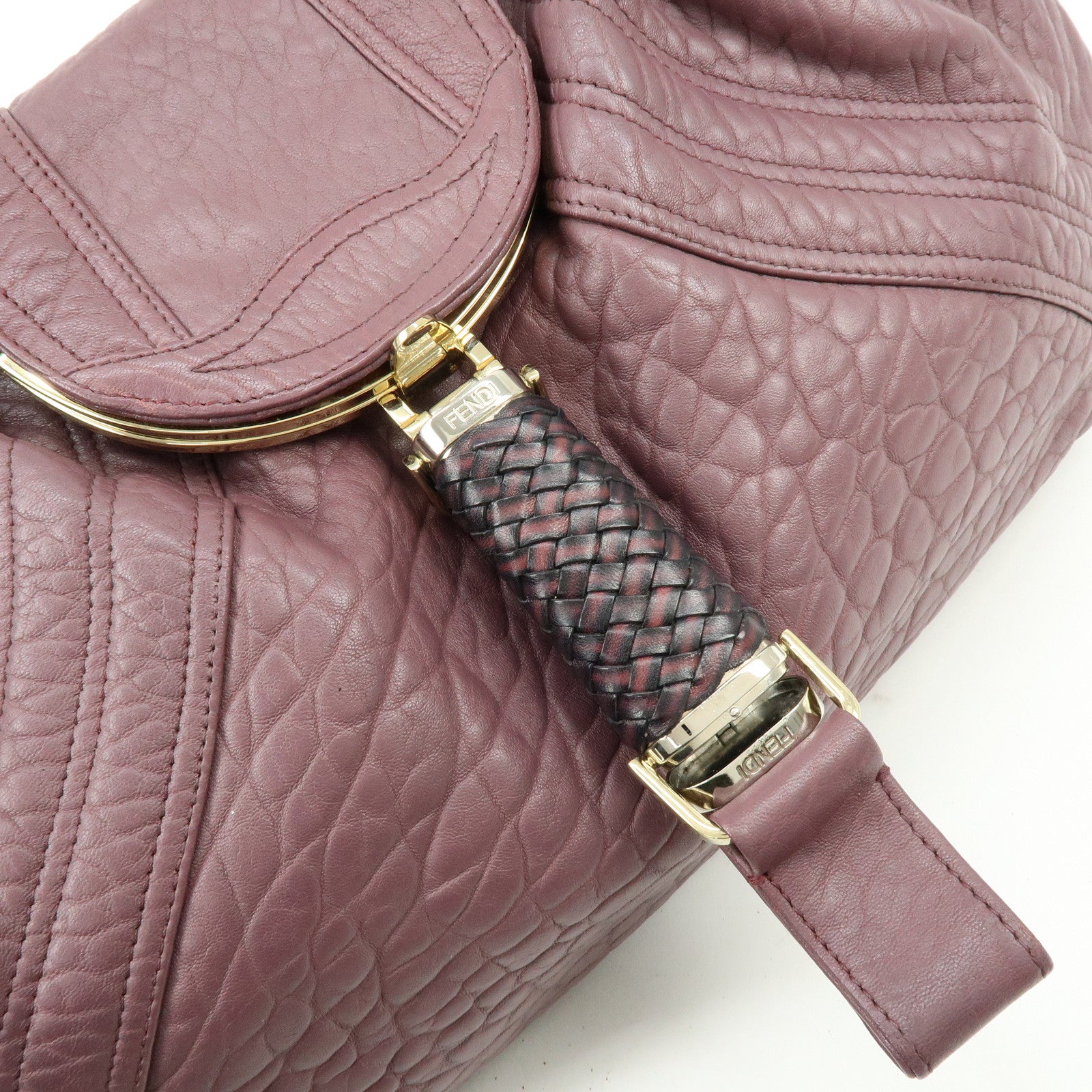 FENDI Leather Spy Bag Hand Bag Shoulder Bag Purple 8BR511