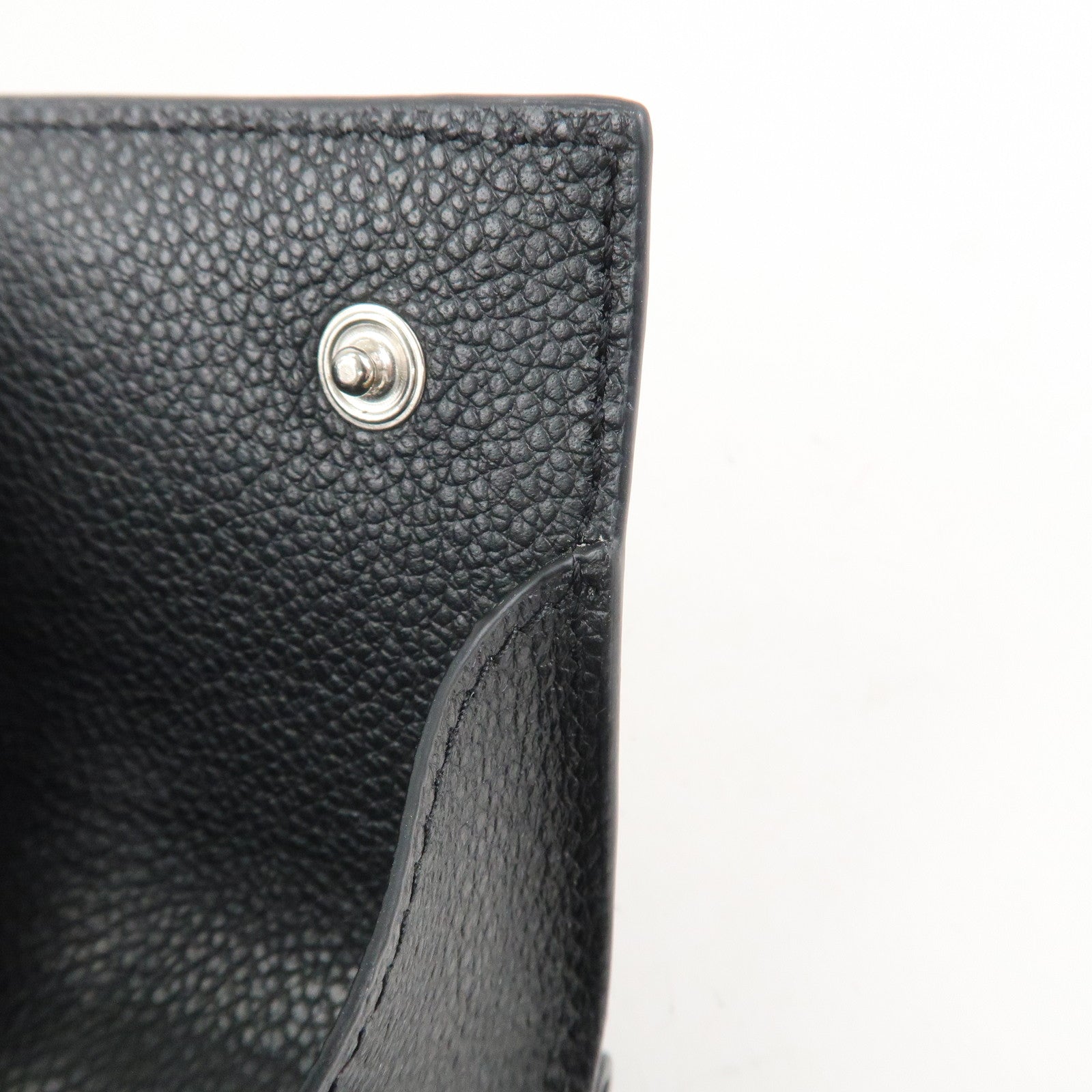 SAINT LAURENT Leather Tri-fold Compact Wallet Black Silver HDW