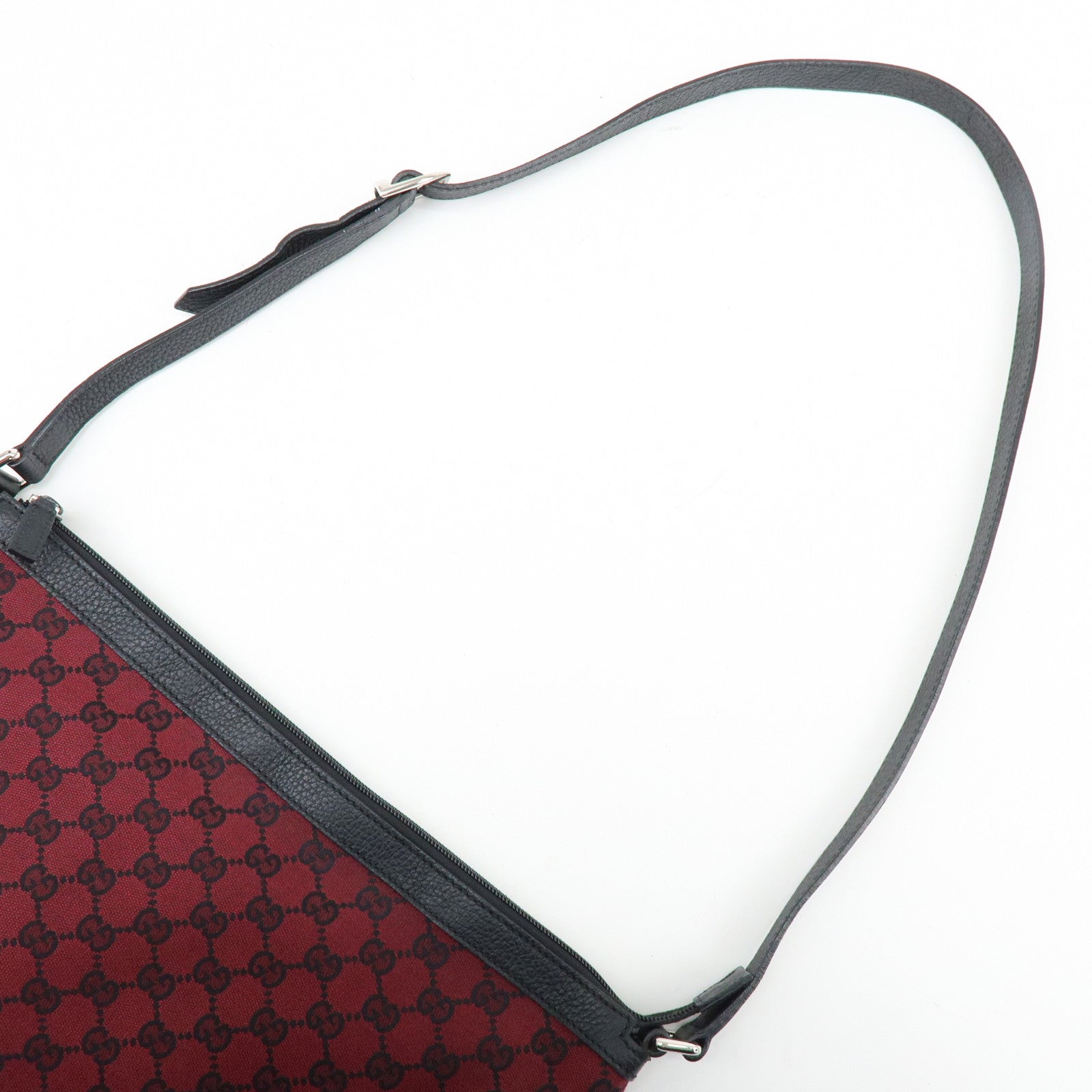 GUCCI GG Canvas Leather Shoulder Bag Crossbody Bag Red Black 272380