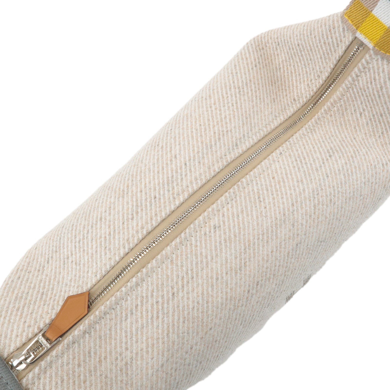 HERMES Wool Bride A Brac PM Hand Bag Silver Hardware Used