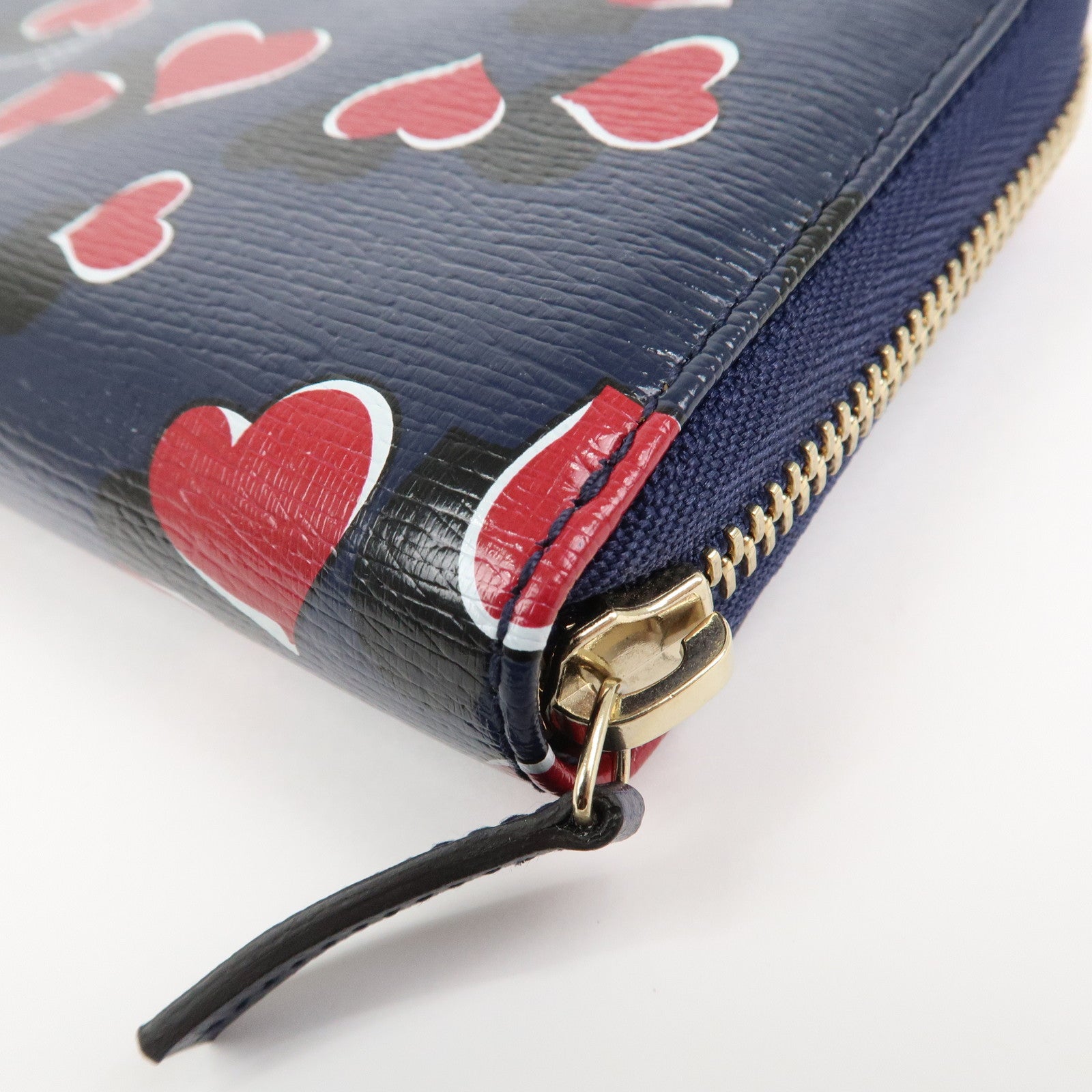 GUCCI Interlocking G Round Zippy Long Wallet Heart Navy 309705