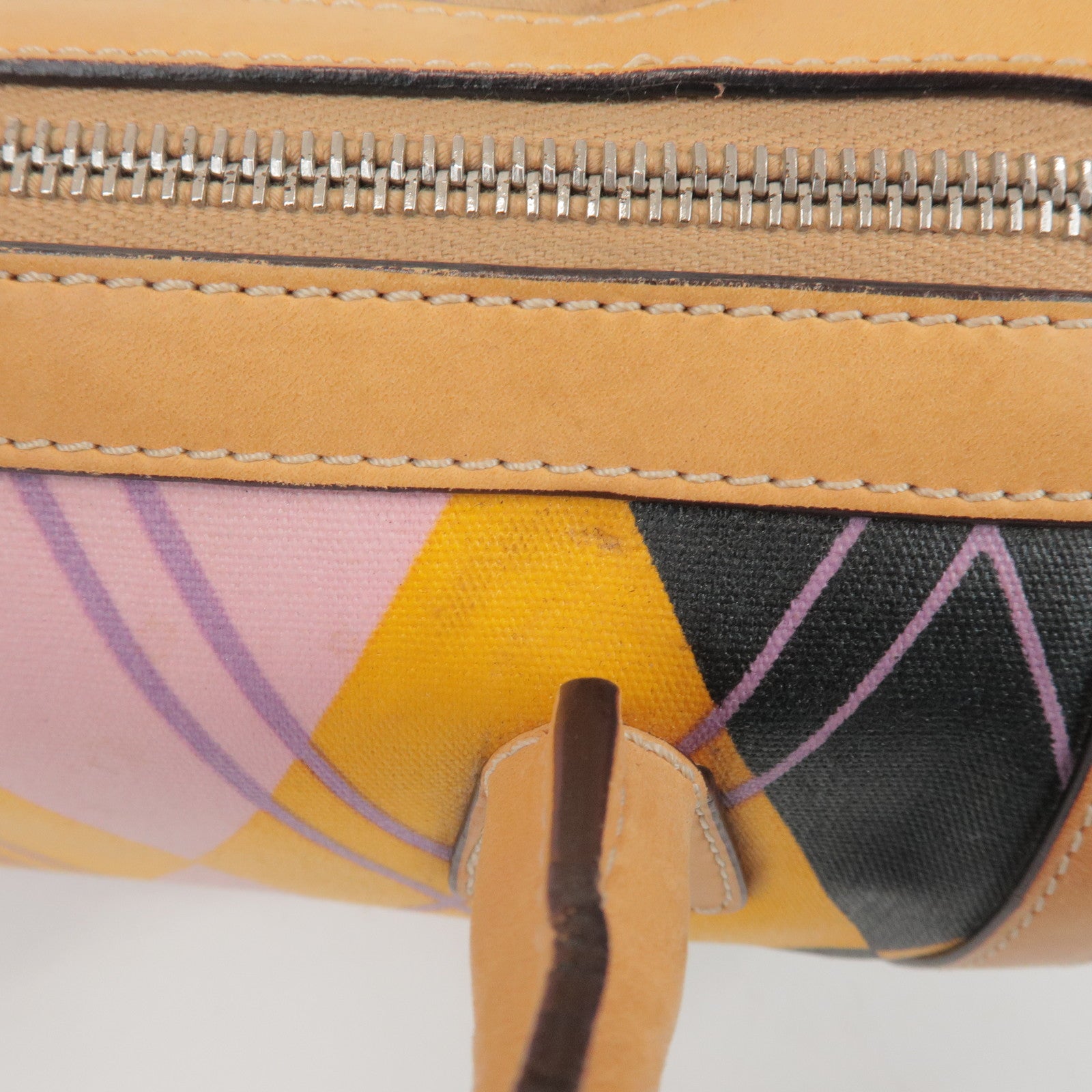 Christian Dior PVC Leather Hand Bag Light Brown Pink Orange