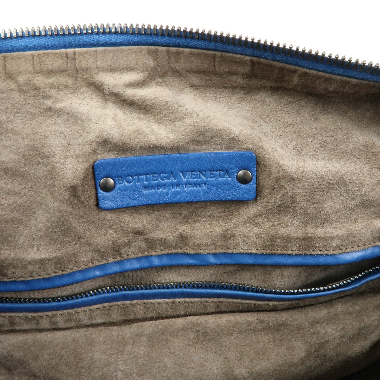 BOTTEGA VENETA Intrecciato Nappa Leather Boston Bag Hand Bag Blue