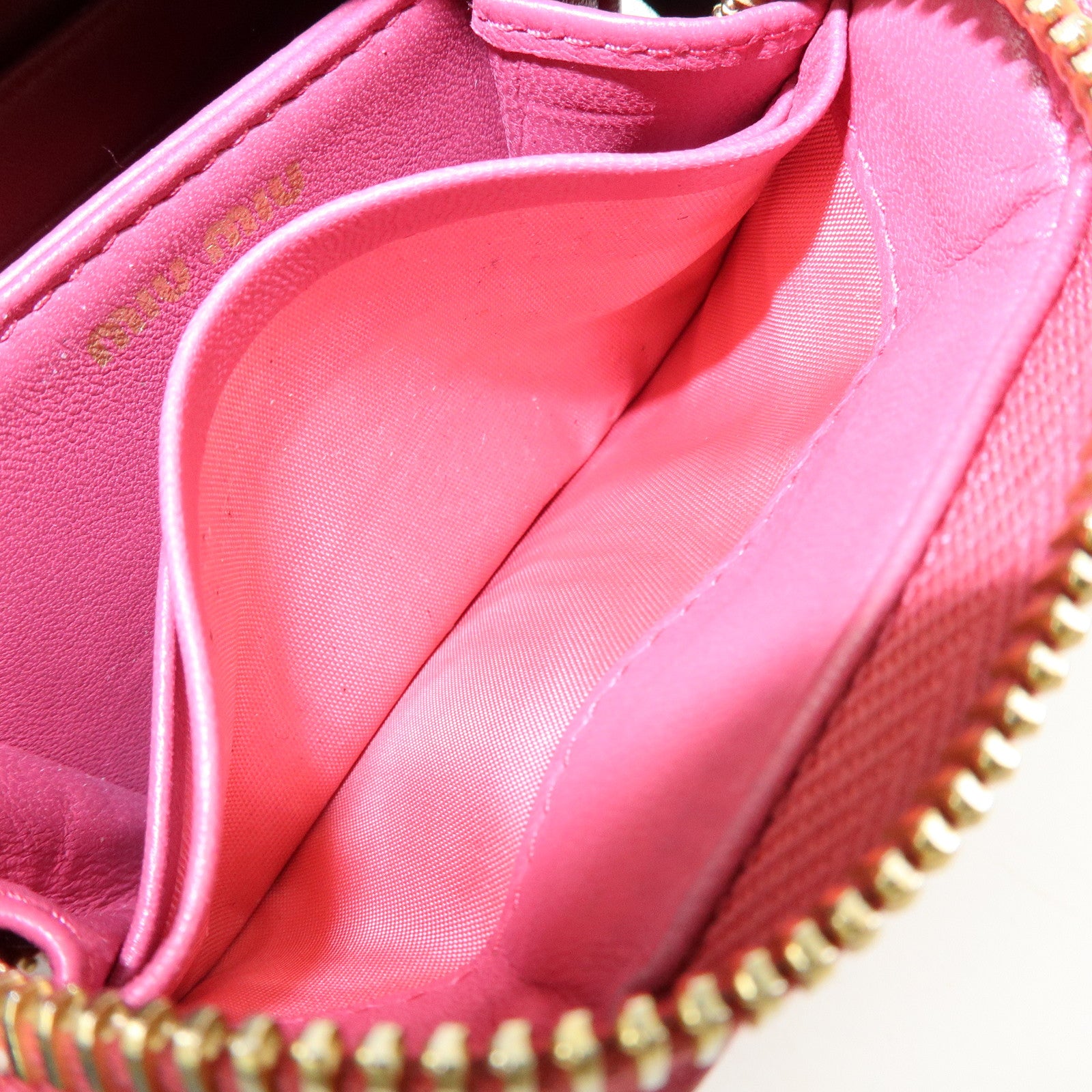 MIU MIU Logo Nappa Leather Coin Case Coin Purse Pink 5MM268