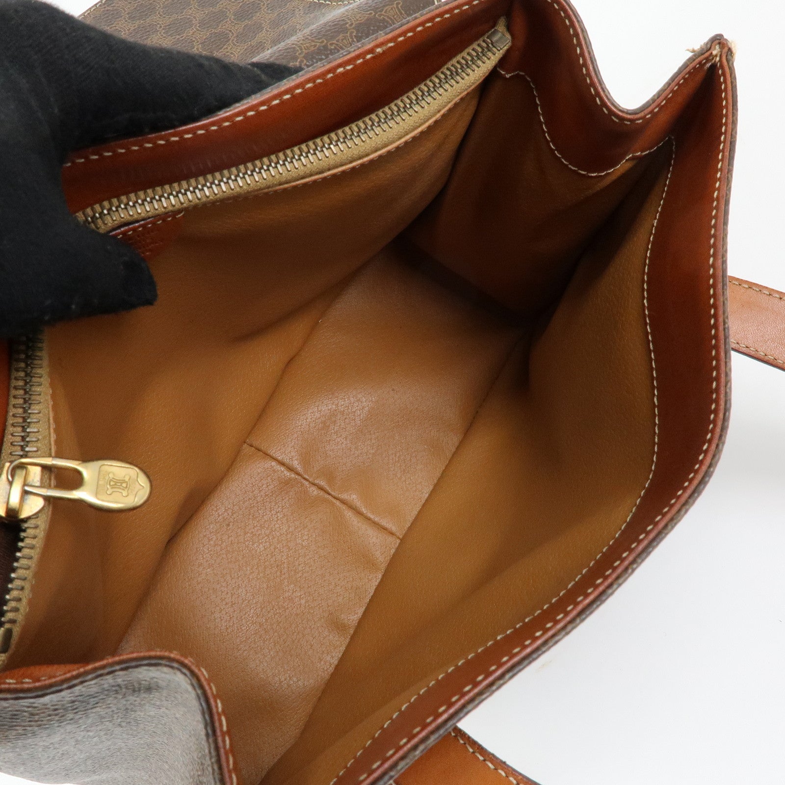 CELINE  Macadam PVC Leather Shoulder Bag Tote Bag Brown