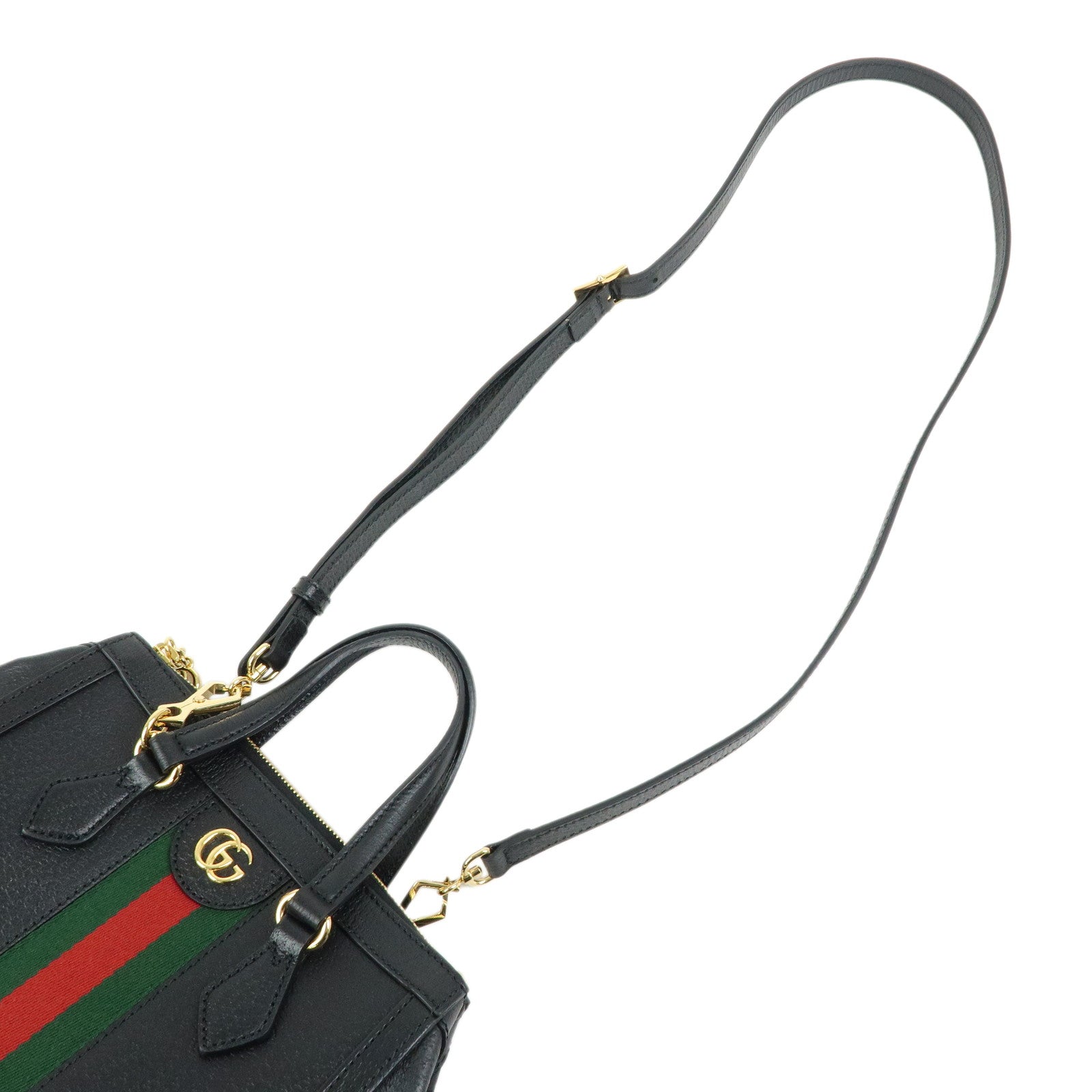 GUCCI Ophidia Sherry Leather 2Way Bag Hand Bag Black 719882