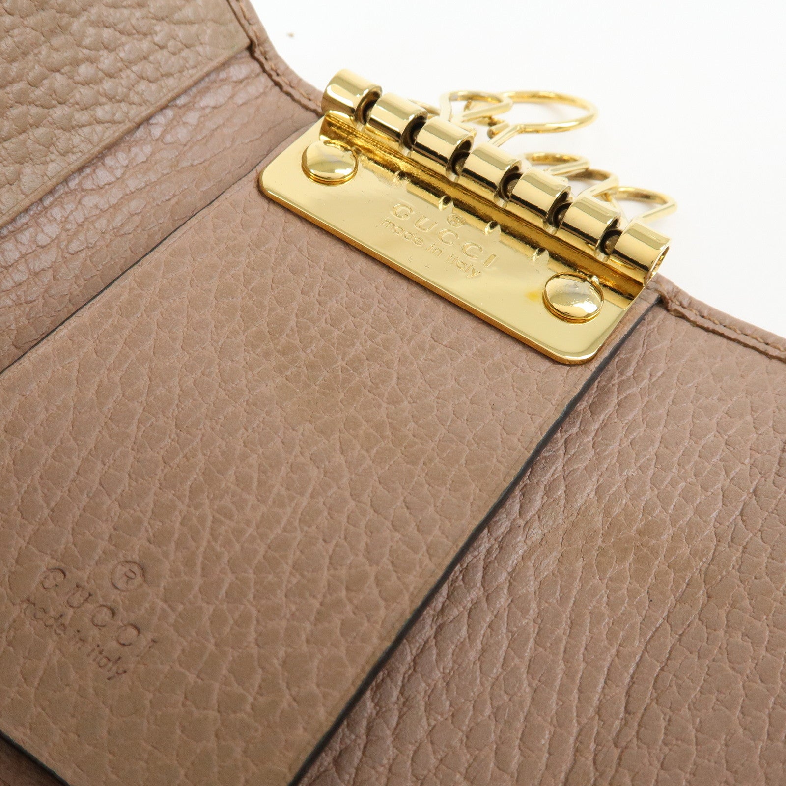 GUCCI GG Marmont Leather 6 Ring Key Case Pink Beige 156118