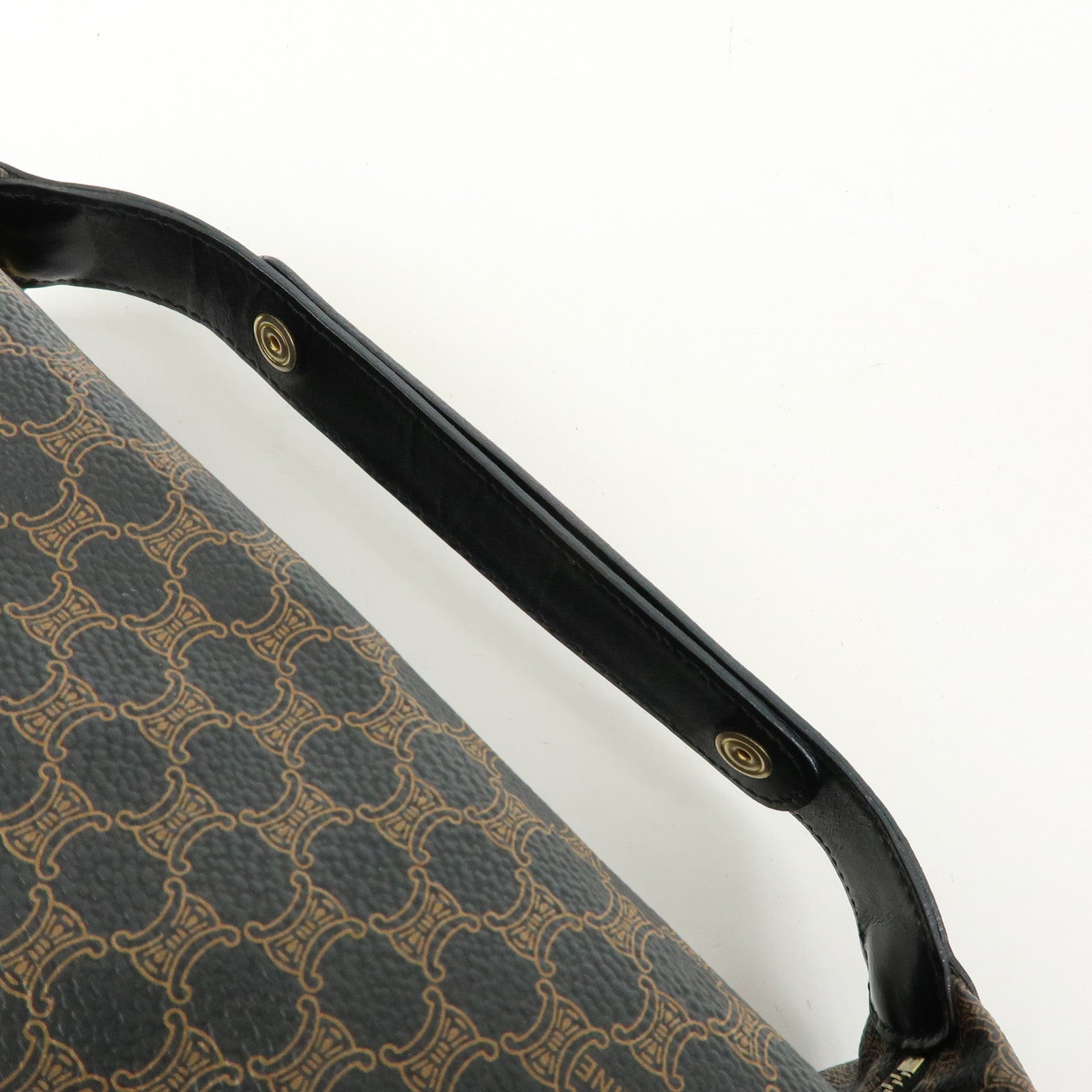 CELINE Macadam PVC Leather Mini Hand Bag Brown Black