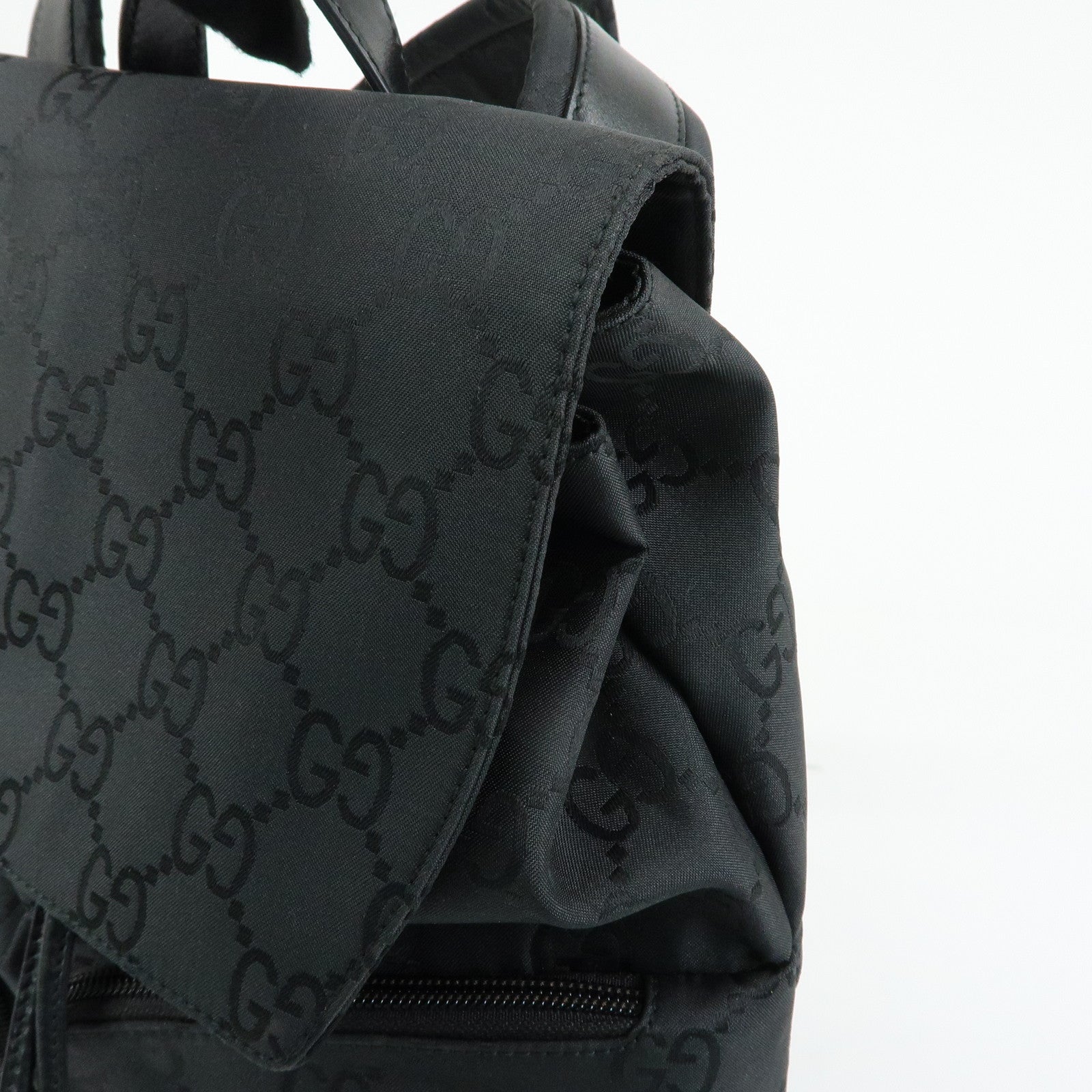 GUCCI GG Nylon Leather Backpack Rucksack Black 003・0238