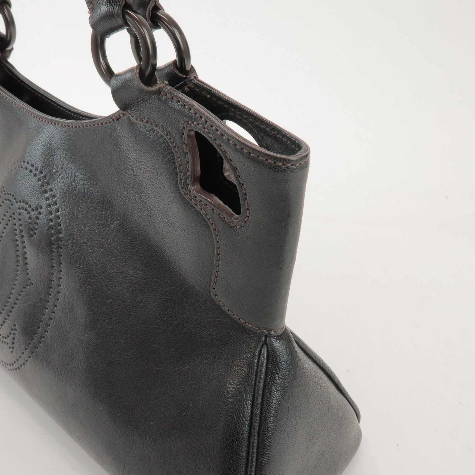 Cartier Marcello de Cartier Leather Hand Bag Tote Bag Black