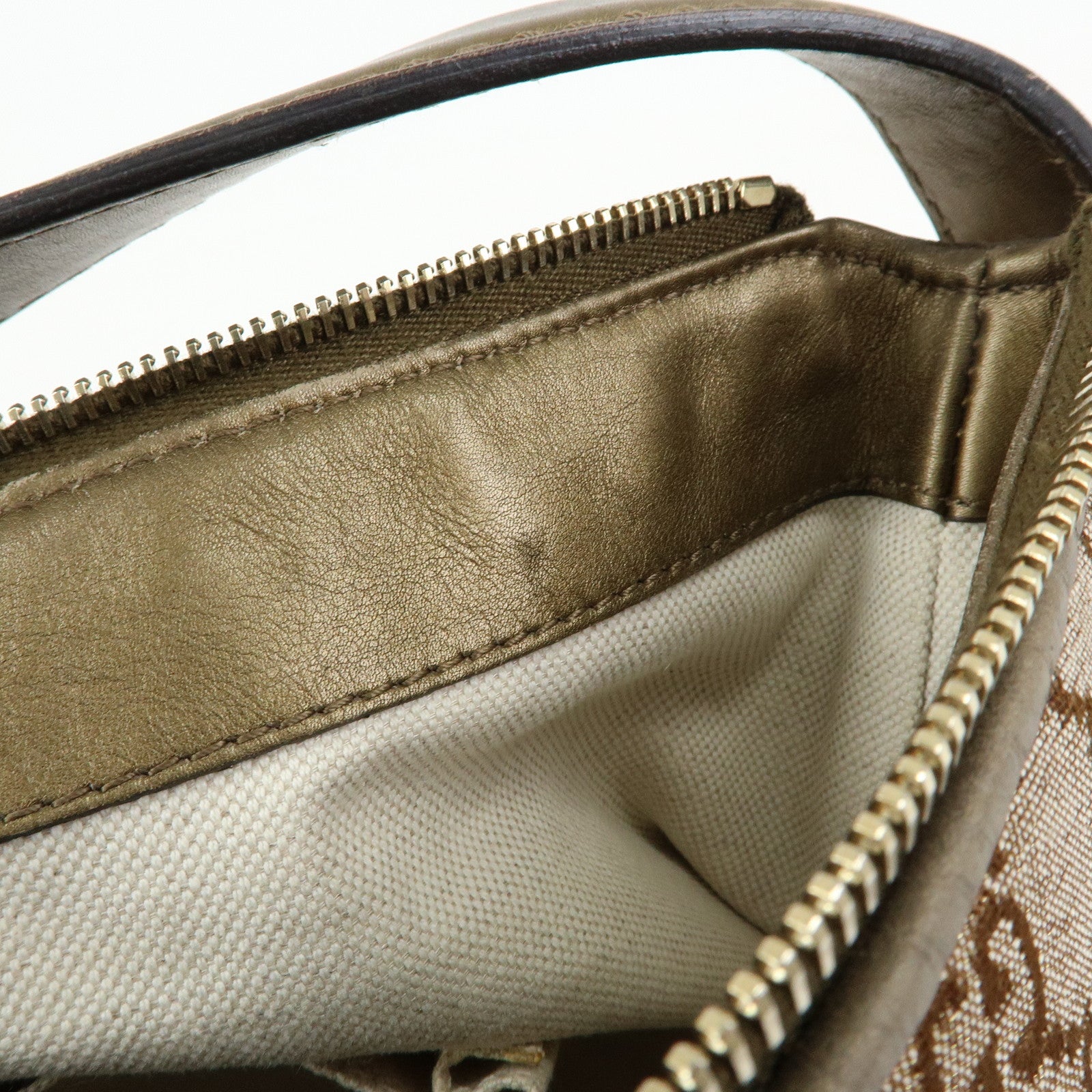 GUCCI Bamboo Heartbit GG Canvas Leather Shoulder Bag Brown 269959