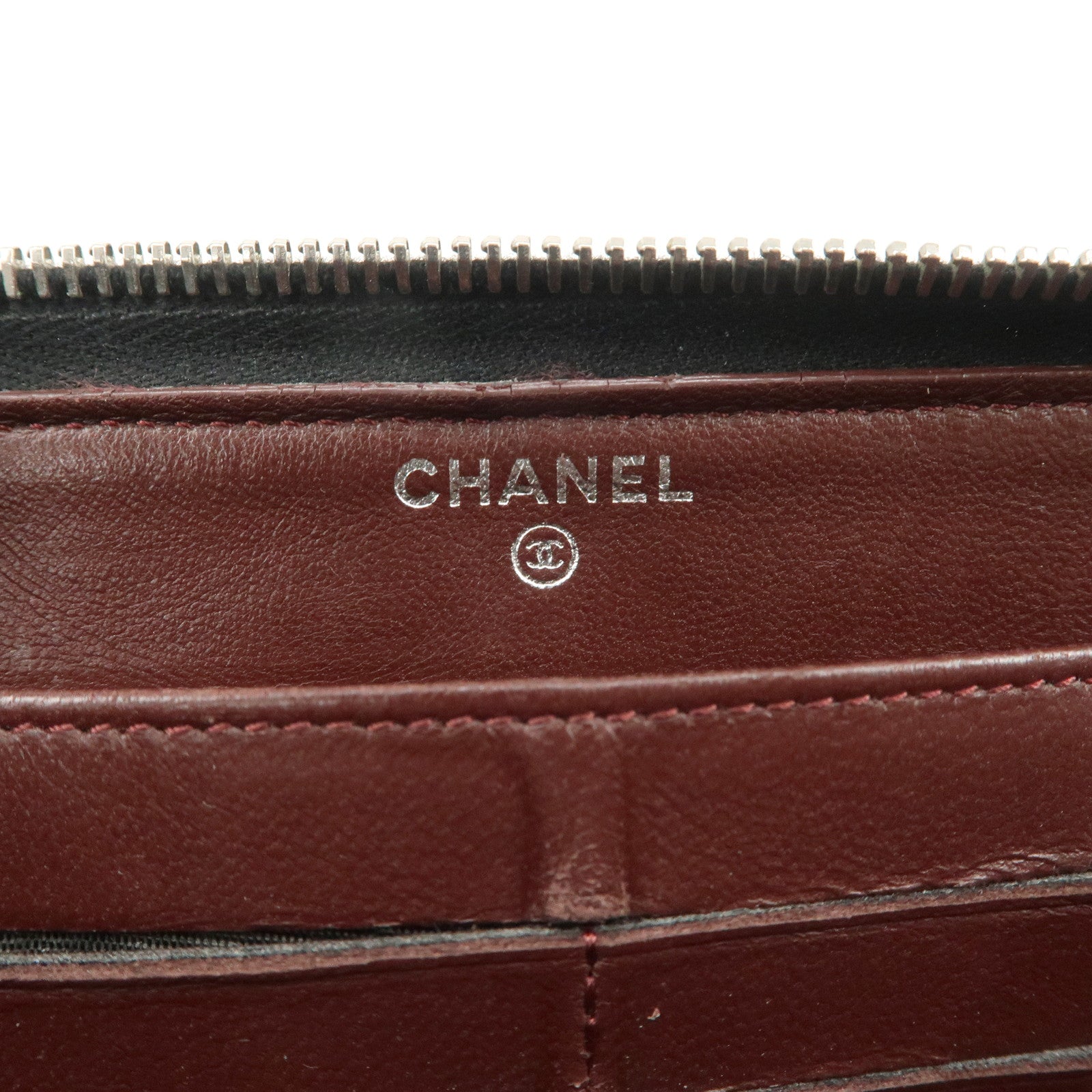 CHANEL Matelasse Lamb Skin Round Zippy Long Wallet Black A50097