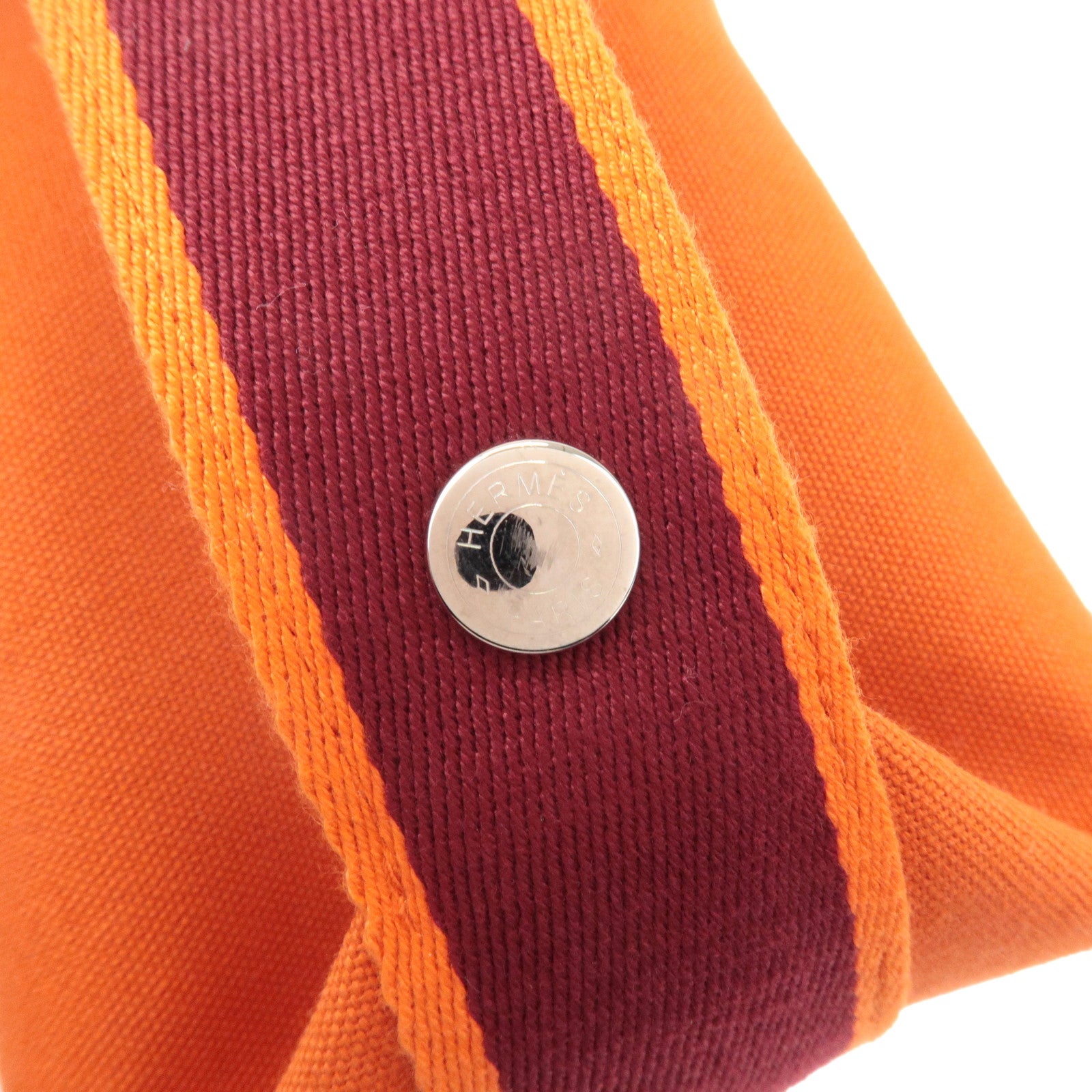 HERMES Canvas Bride A Brac PM Hand Bag Orange Silver HDW Used