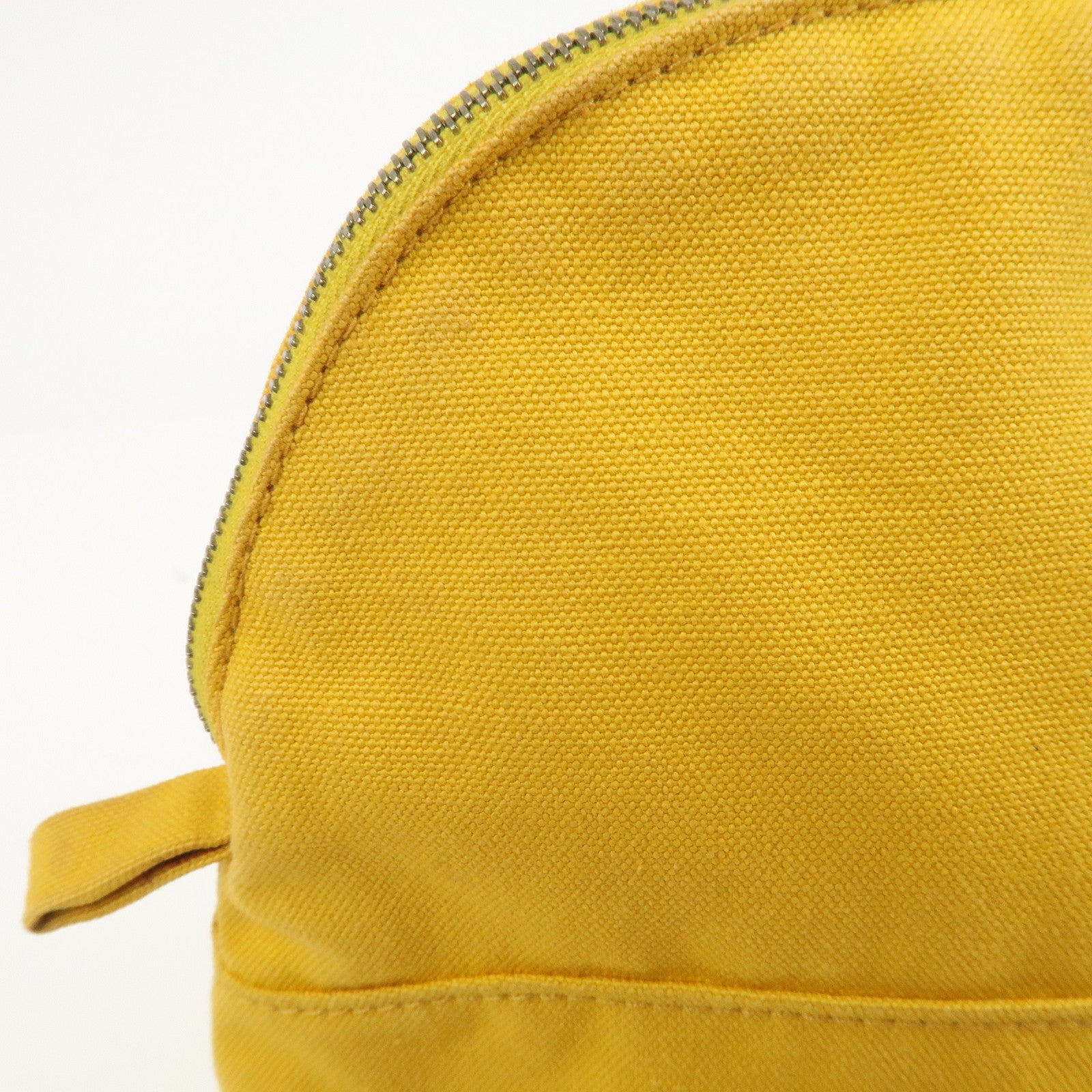 HERMES Bolide Pouch GM Canvas Leather Cosmetic Pouch Yellow