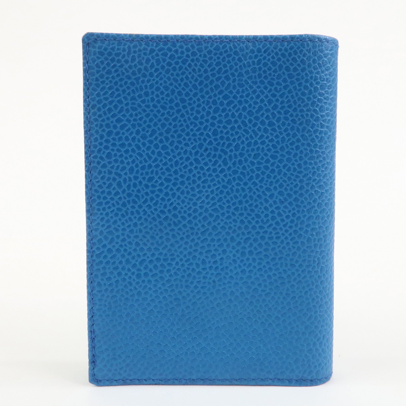 CHANEL COCO Mark Caviarskin Card Case Card Holder Blue
