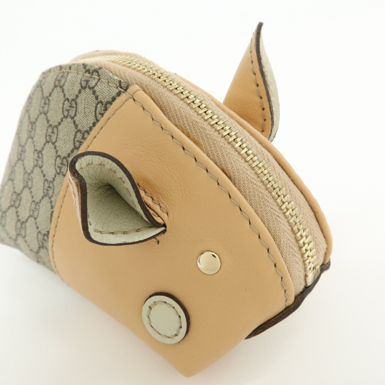 GUCCI GG Supreme Leather Pig Coin Case Purse Zoo Series 256866