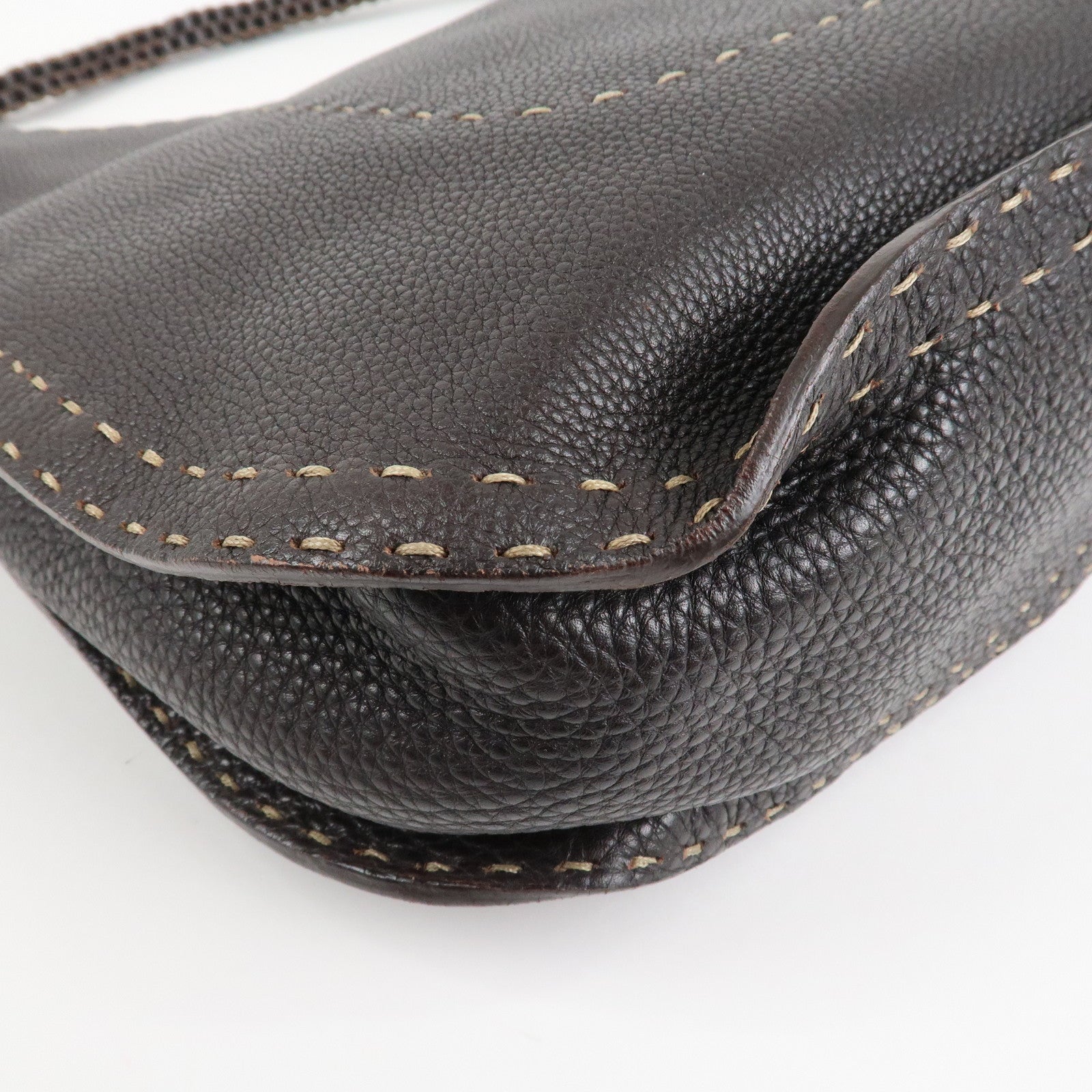 FENDI Selleria Leather Shoulder Bag Hand Bag Brown 8BR582 Used