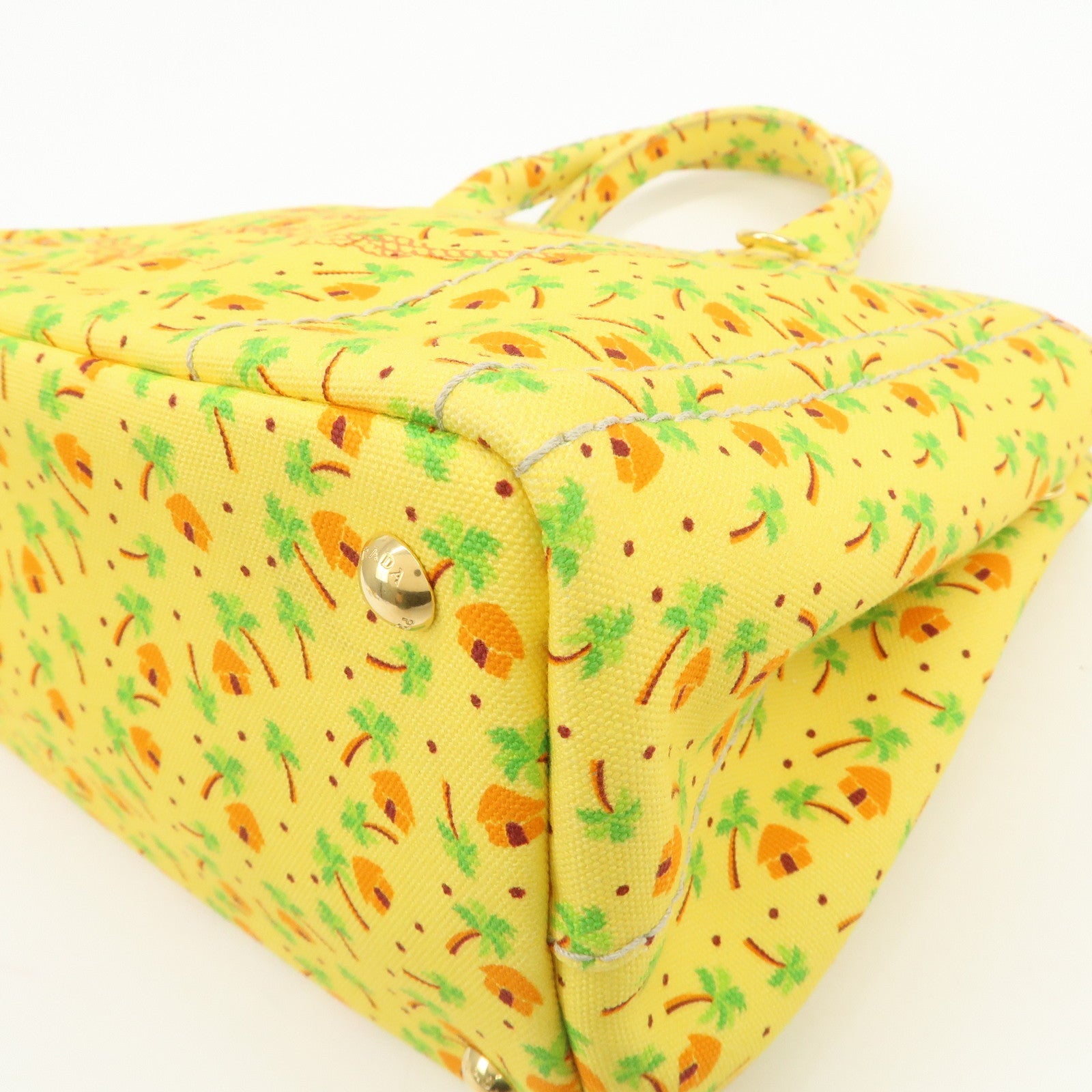 PRADA Canapa Mini Canvas 2Way Bag Hand Bag Yellow Orange 1BG439