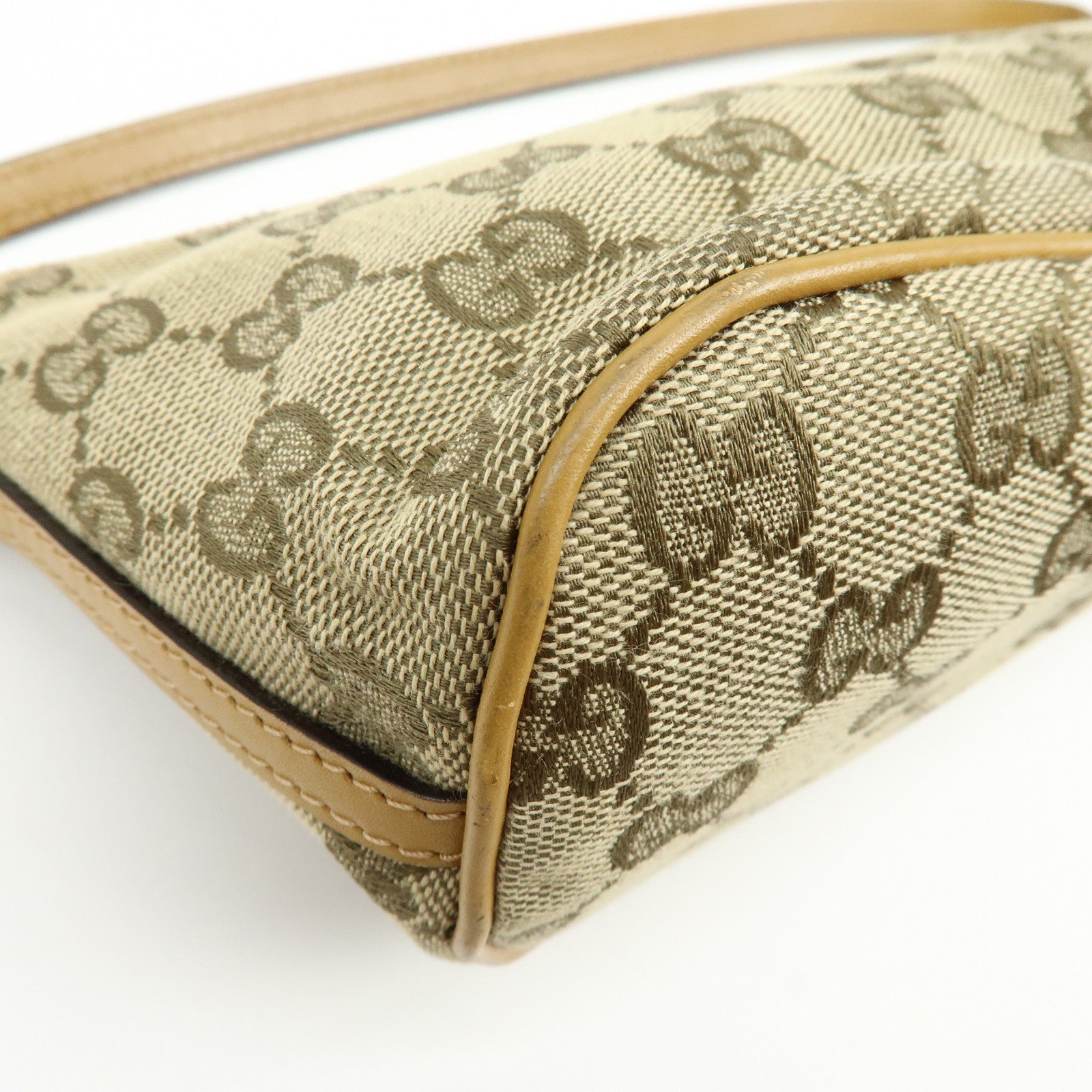 GUCCI Boat Bag GG Canvas Leather Hand Bag Beige Yellow 039・1103