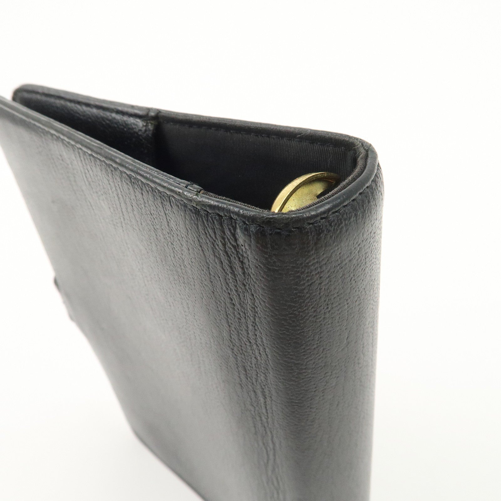 CHANEL COCO Mark Leather Planner Cover Black Gold Hardware Used