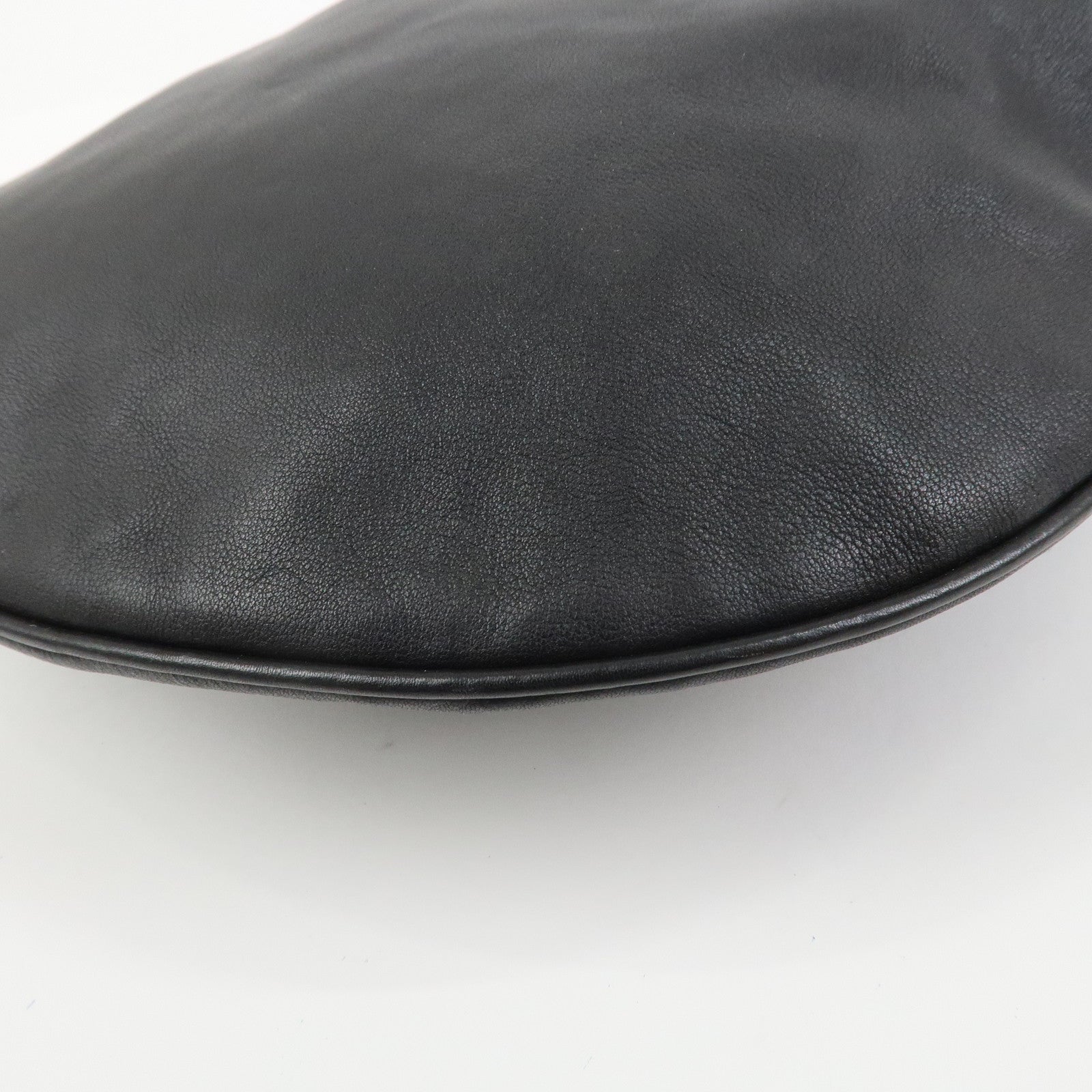 FENDI Logo Leather Shoulder Bag Hand Bag Black 8BR228