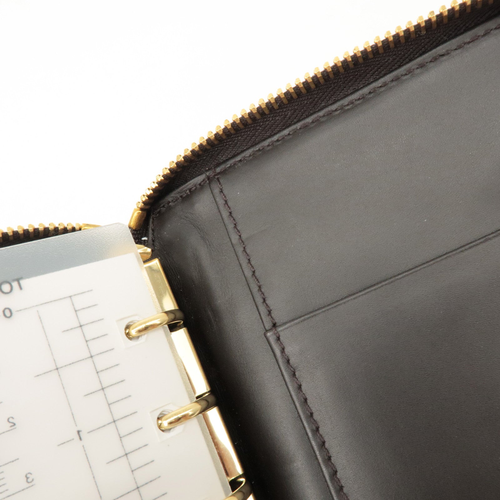 MIU MIU Logo Leather Agenda Panner Cover Gold HDW Black Used