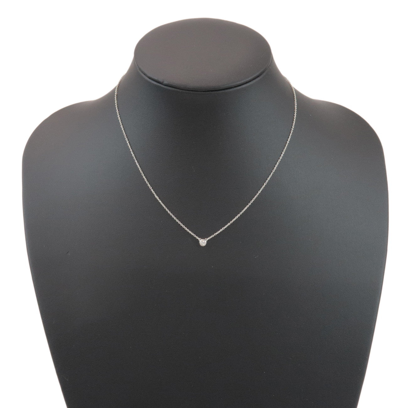 Tiffany & Co By The Yard 1P Diamond Necklace SV925 Silver