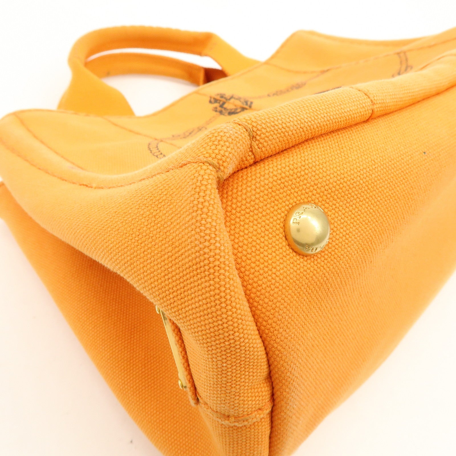 PRADA Canapa Mini Canvas Tote Bag Hand Bag BN2439 Orange