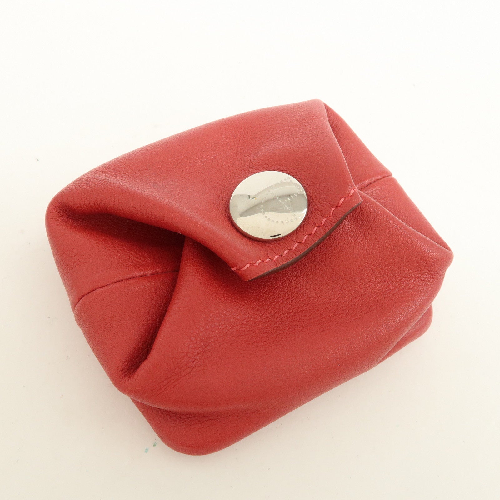 HERMES Bee Pop Leather Mini Compact Coin Case Red