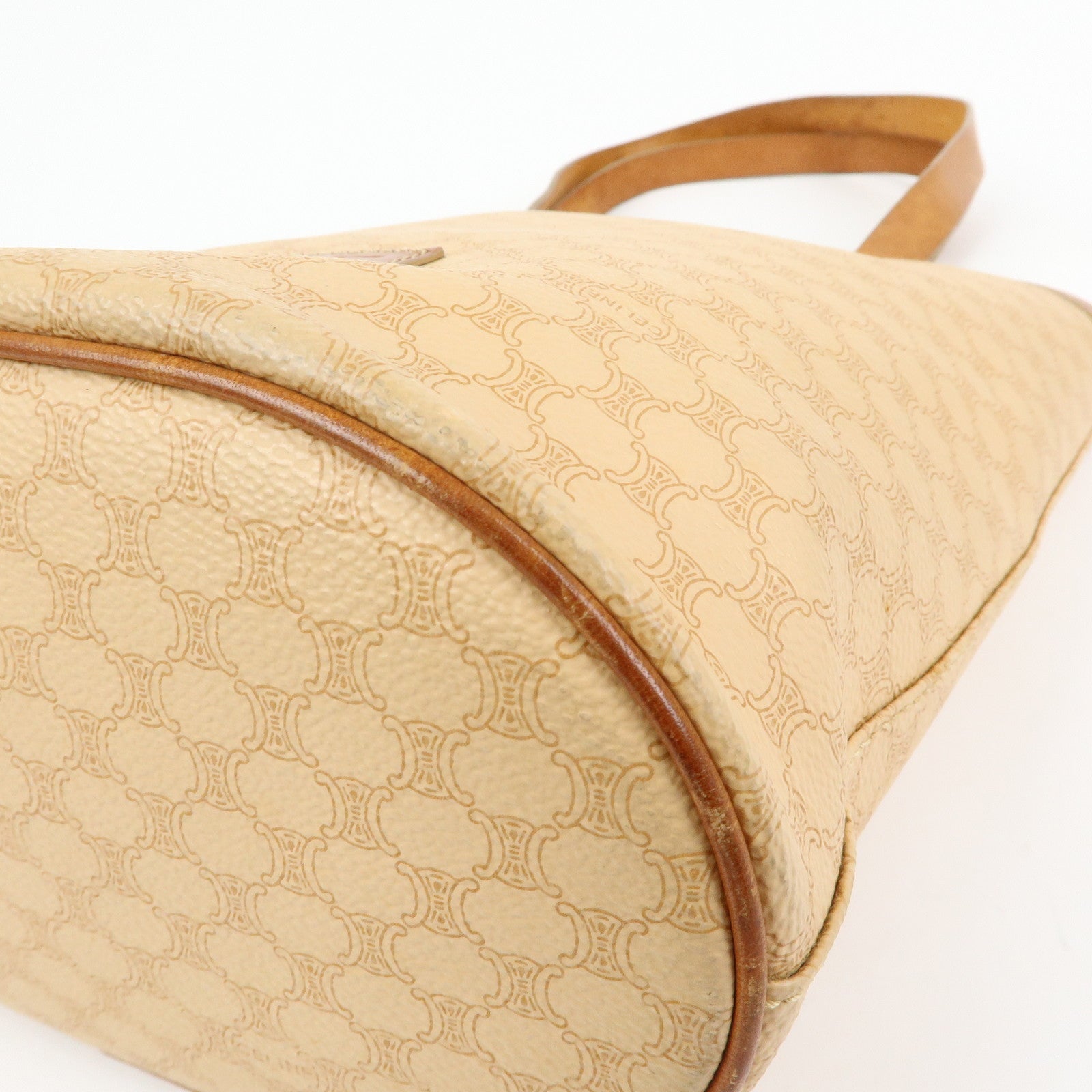 CELINE Macadam PVC Leather Tote Bag Shoulder Bag Beige Light Brown