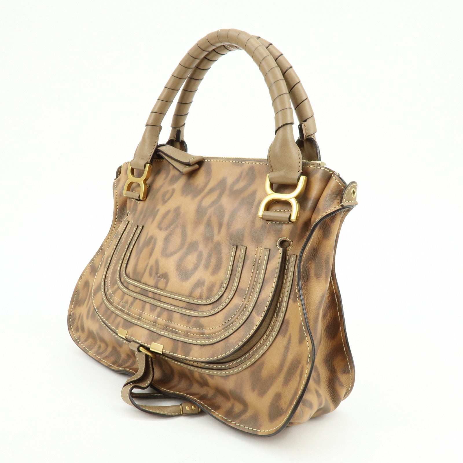 Chloe Marcie Leather Hand Bag Leopard Brown Limited Edition