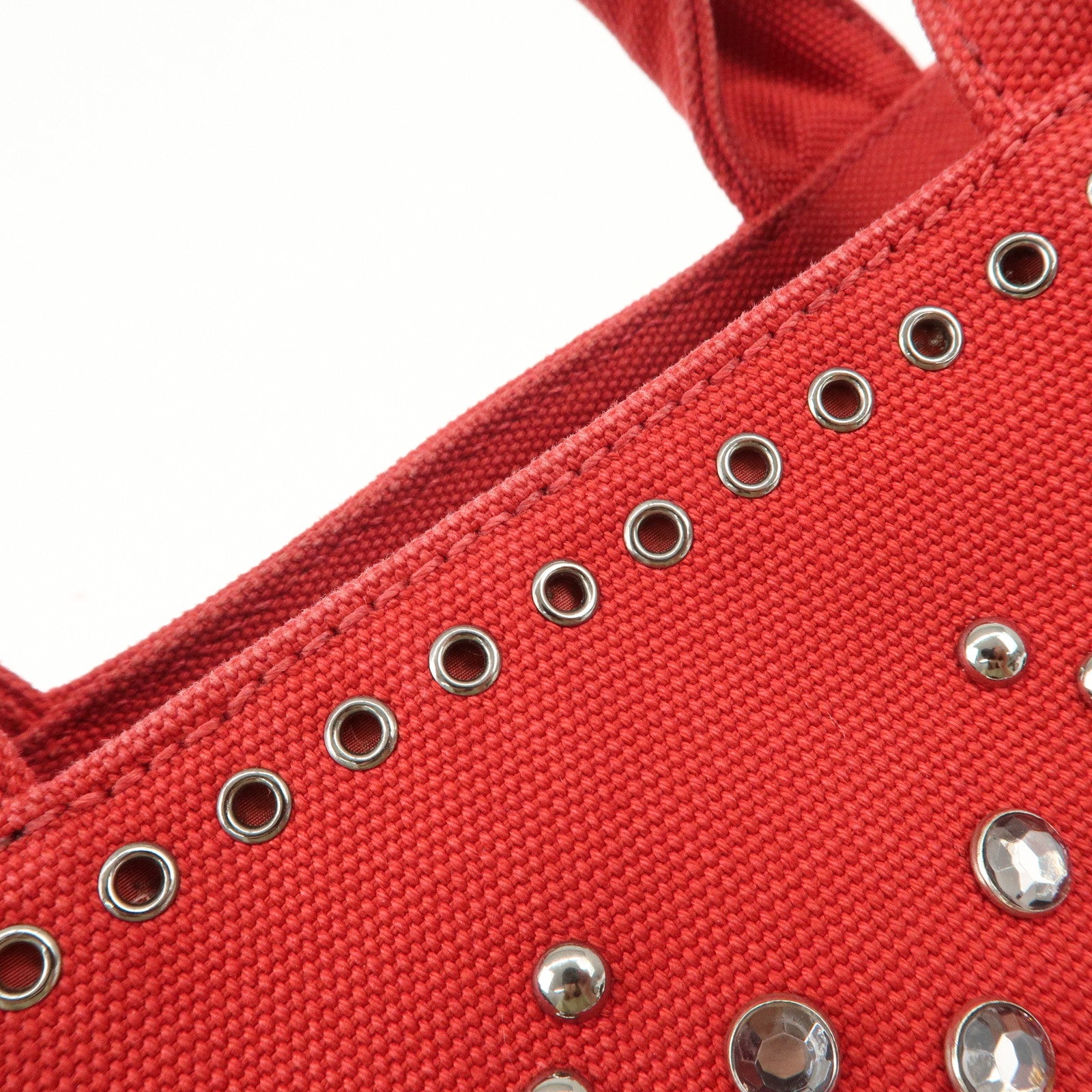 PRADA Canapa Mini Canvas Hand Bag Castilian Red BN2439