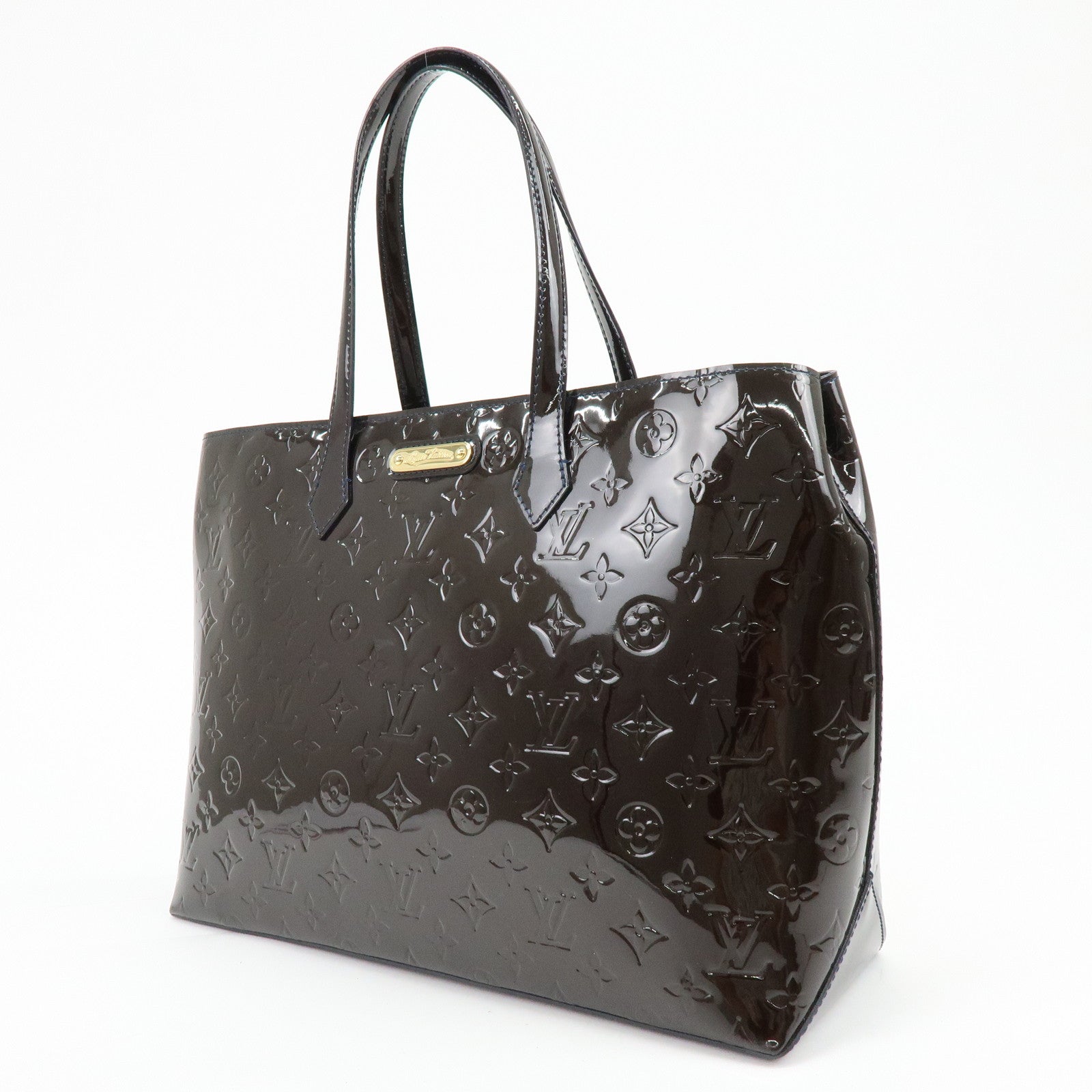 Louis Vuitton Monogram Vernis Wilshire GM Tote Bag Bleu Nuit M91442