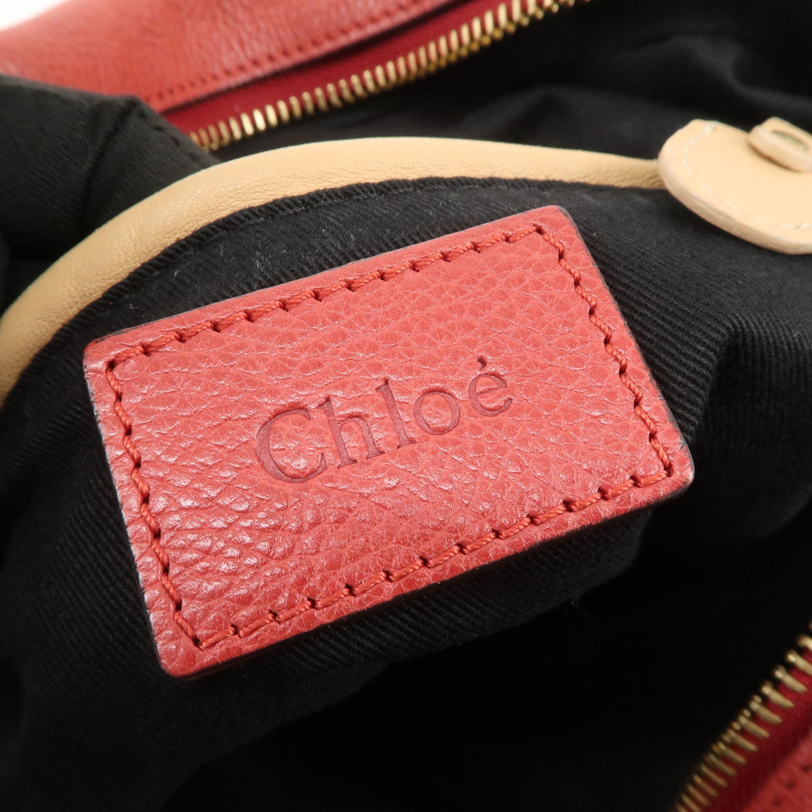 Chloe Paraty Leather 2Way Bag Shoulder Bag Hand Bag Red