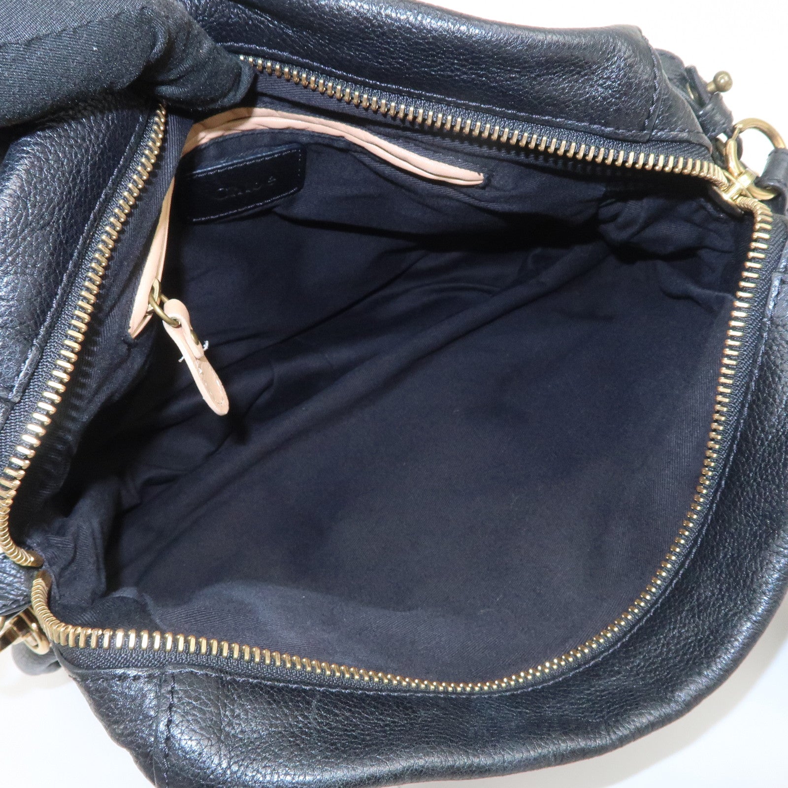 Chloe Paraty Logo Leather 2WAY Bag Shoulder Bag Hand Bag Black