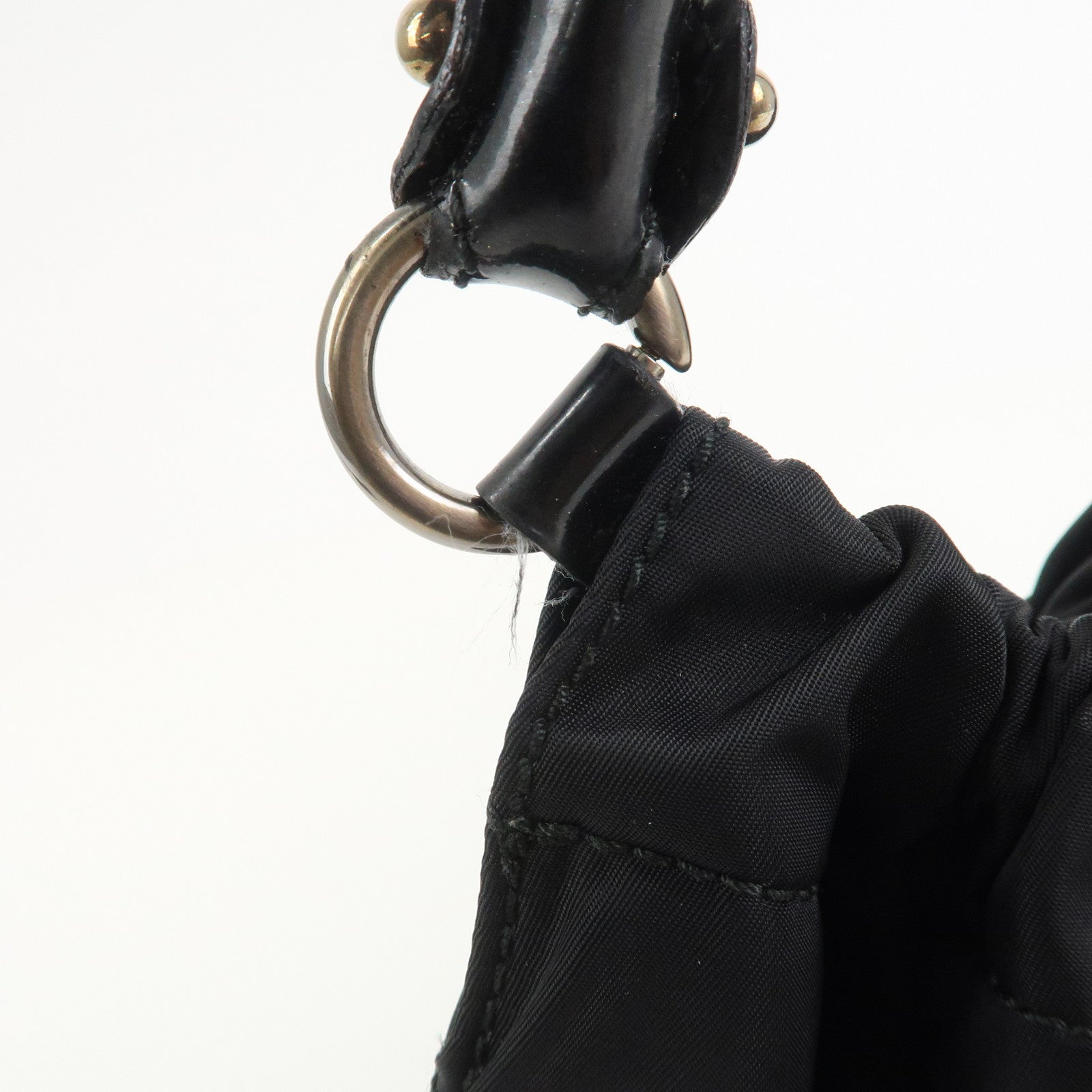 Ferragamo Vara Ribbon Nylon Patent Leather 2Way Hand Shoulder Bag