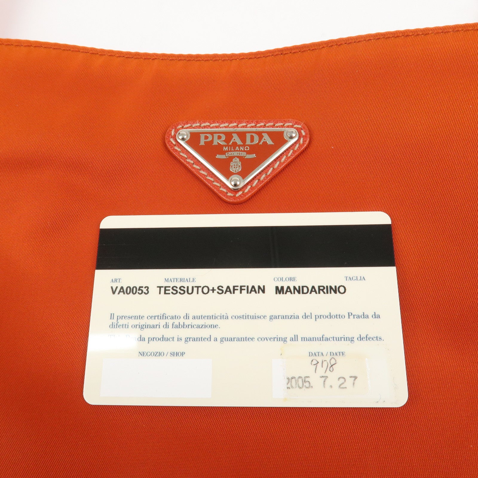 PRADA Triangle Logo Nylon Saffiano Leather Shoulder Bag Orange