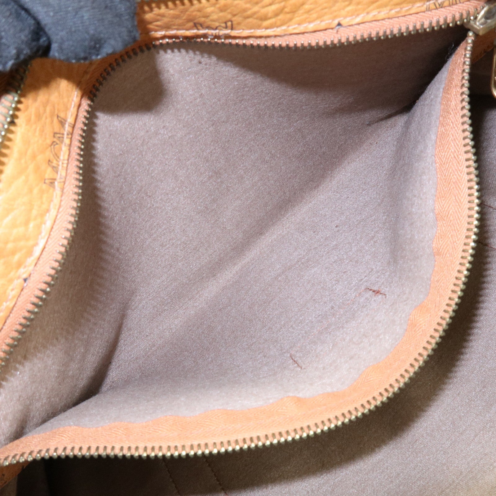 MCM Visetos PVC Tote Bag Shoulder Bag Hand Bag Cognac Brown