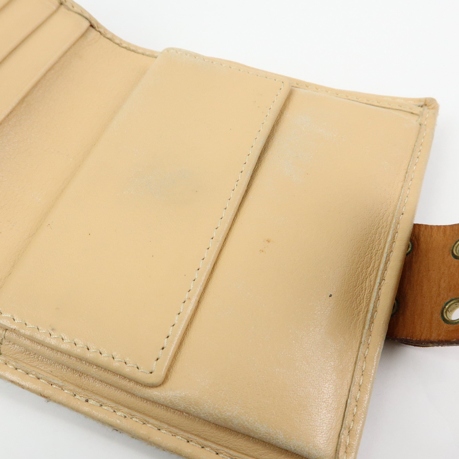 Christian Dior Trotter Canvas Leather Bi-fold Compact Wallet Beige