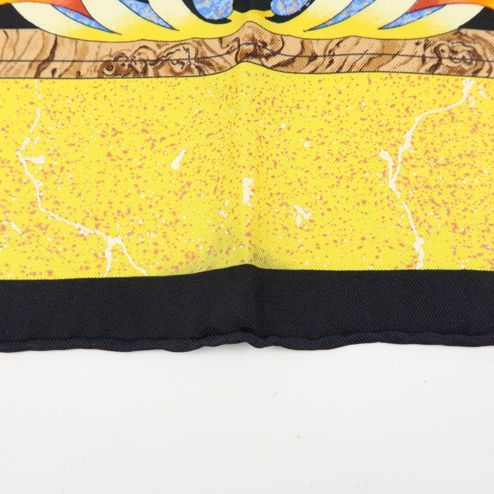 HERMES Carre 90 Set of 2 Silk 100% Scarf Black Navy Yellow