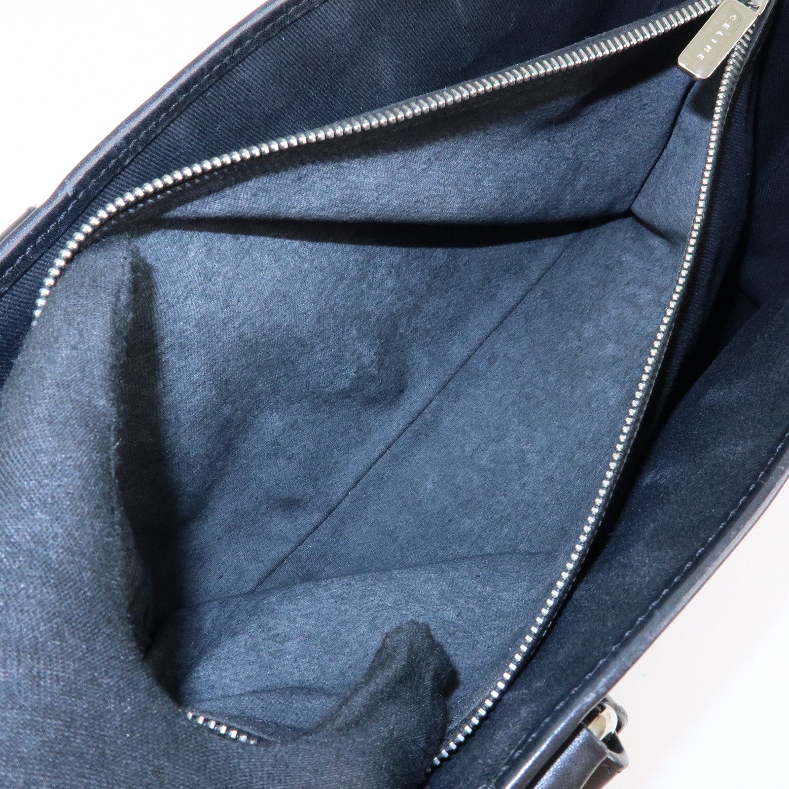 CELINE C Macadam Suede Leather Boogie Bag Hand Bag Black